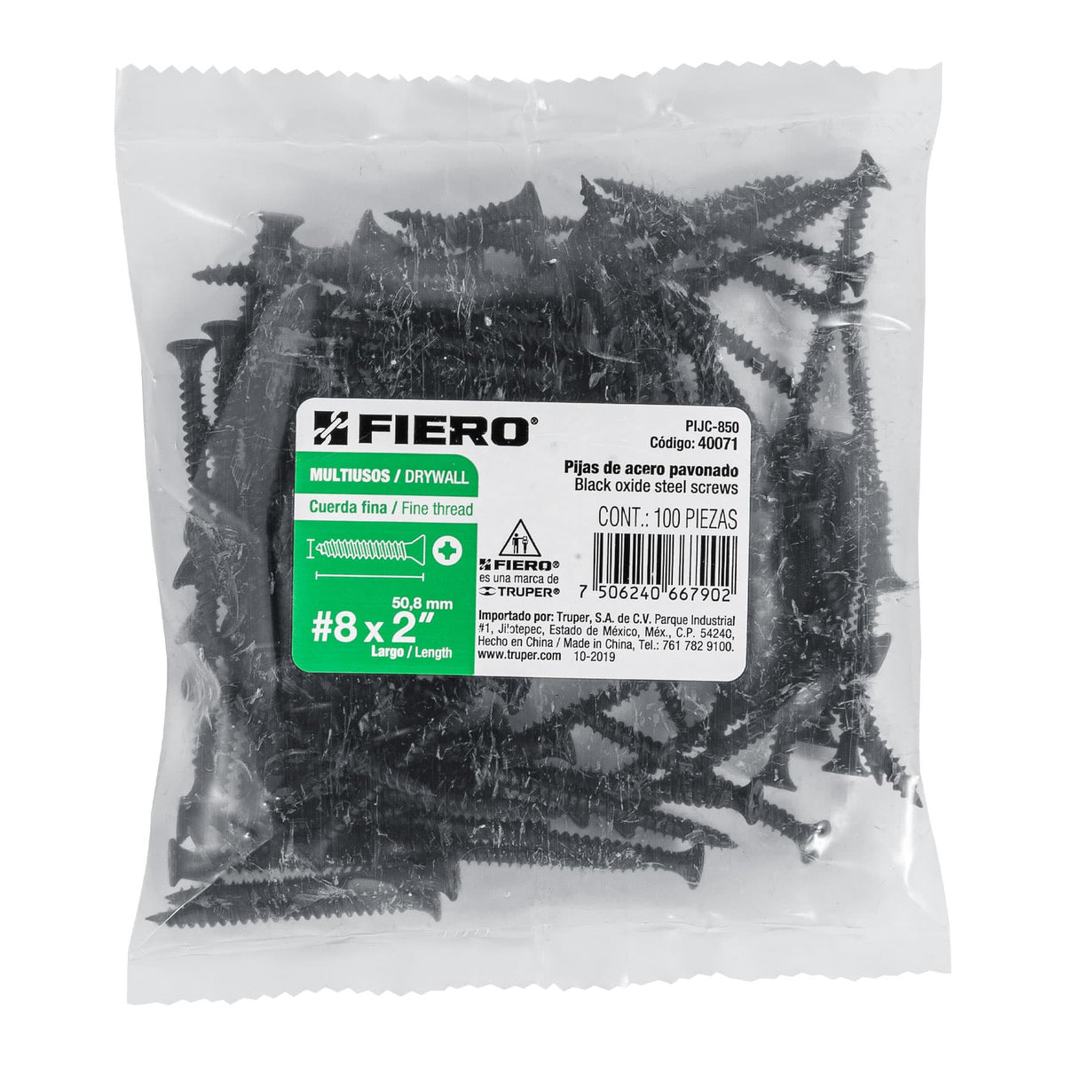 100 pijas 8 x 2"cabeza plana phillips multiusos cuerda fina