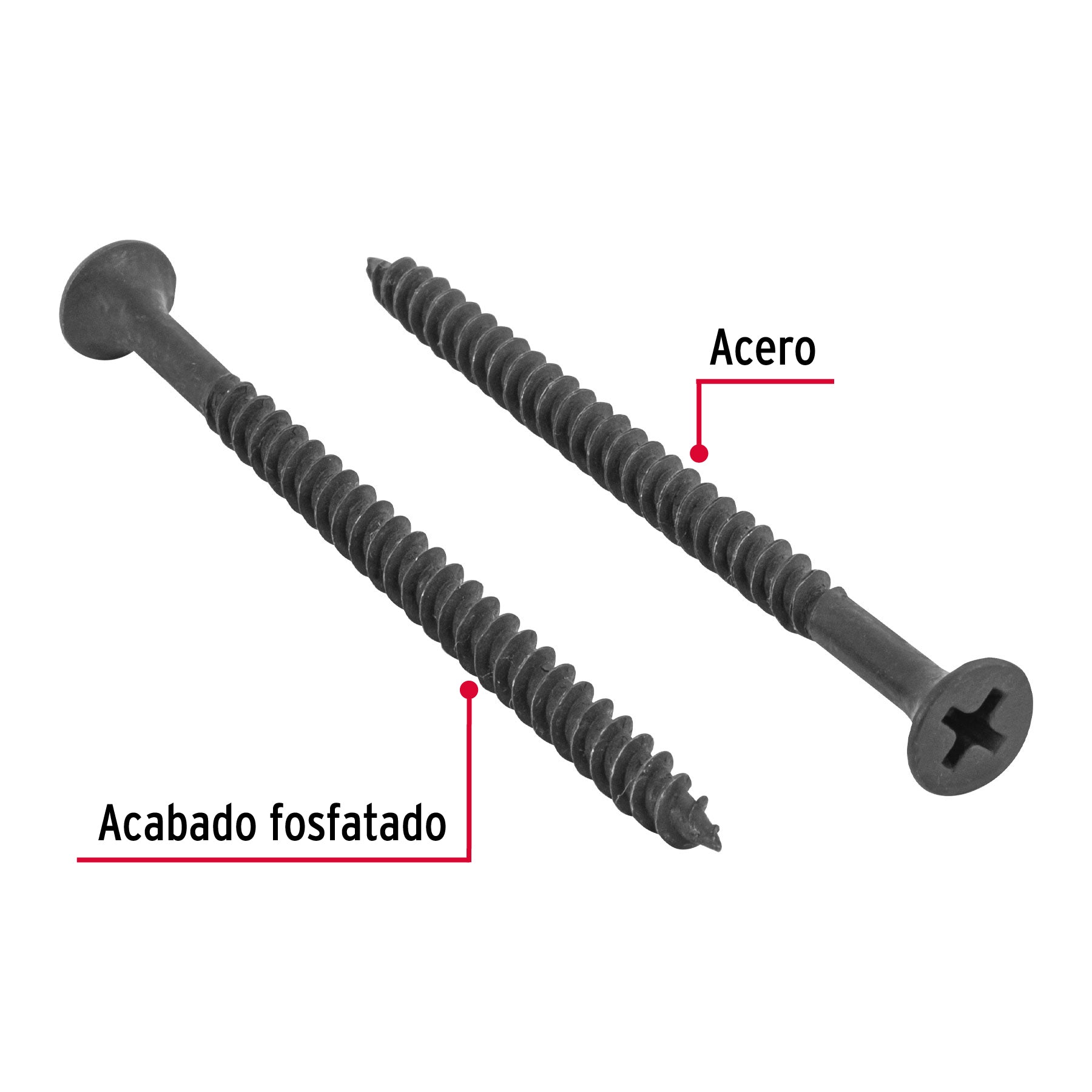 100pijas 8x2-1/2"cabeza plana phillips multiusos cuerda fina