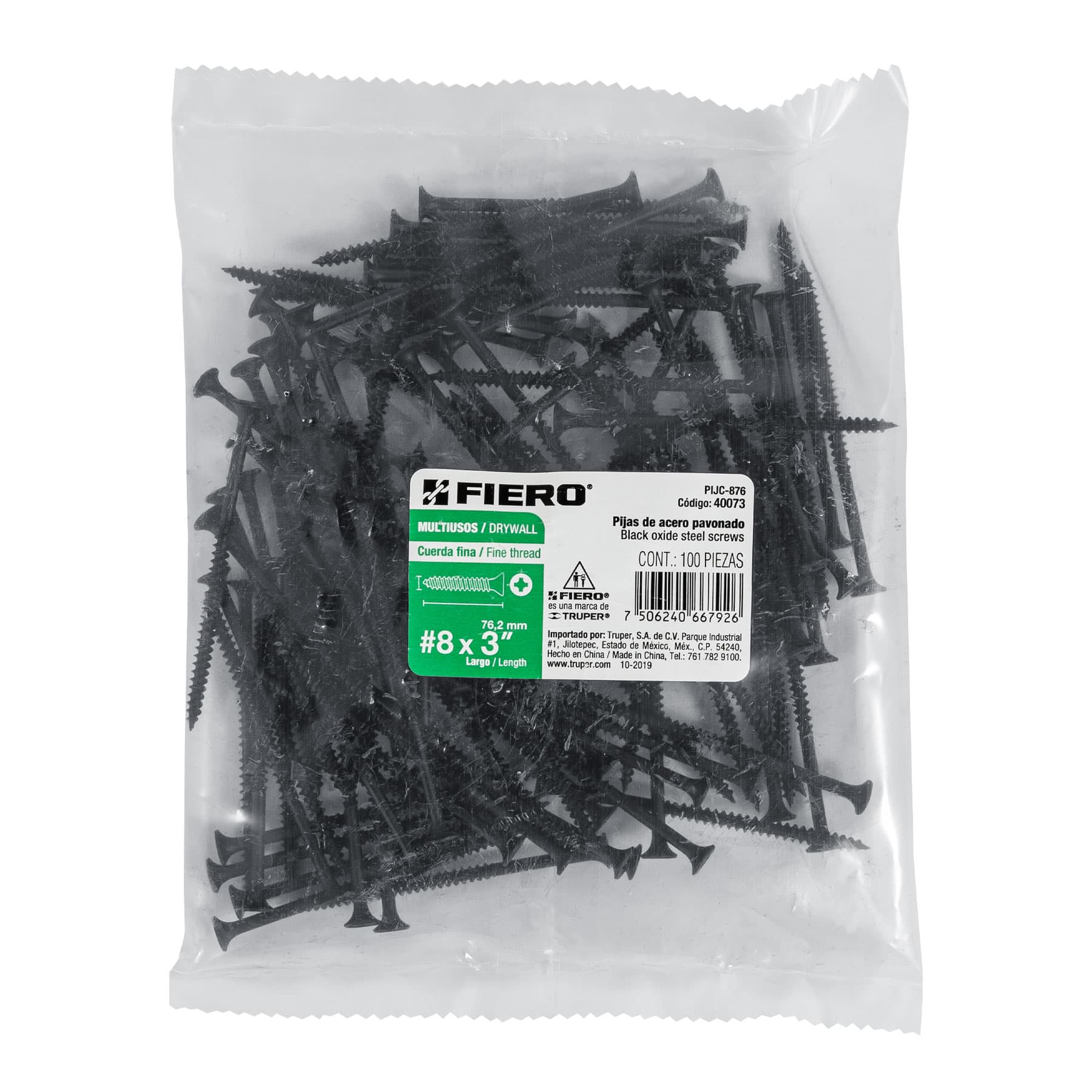 100 pijas 8 x 3"cabeza plana phillips multiusos cuerda fina