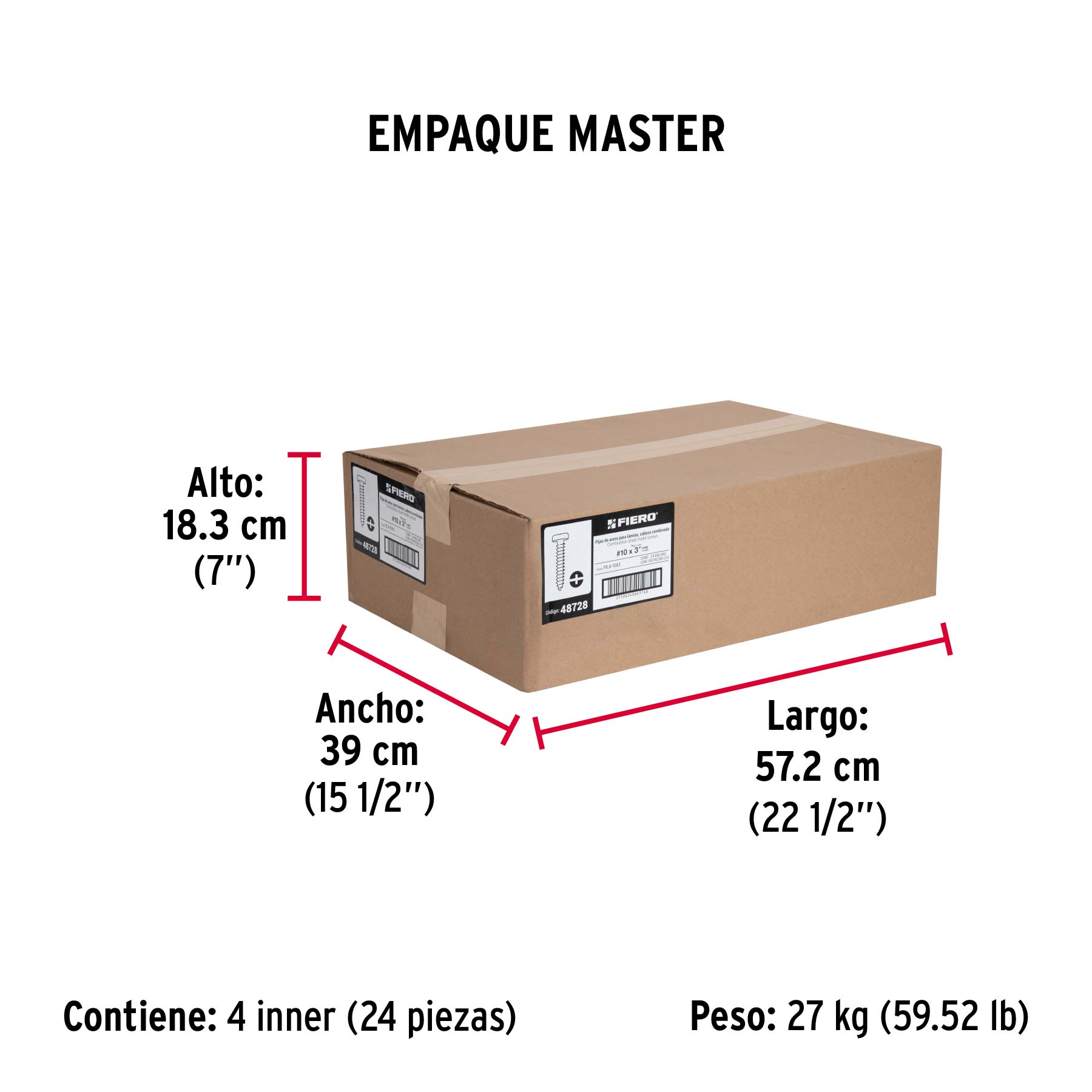 Bolsa con 150 pijas para lámina, #10 x 3", FIERO - Empaque