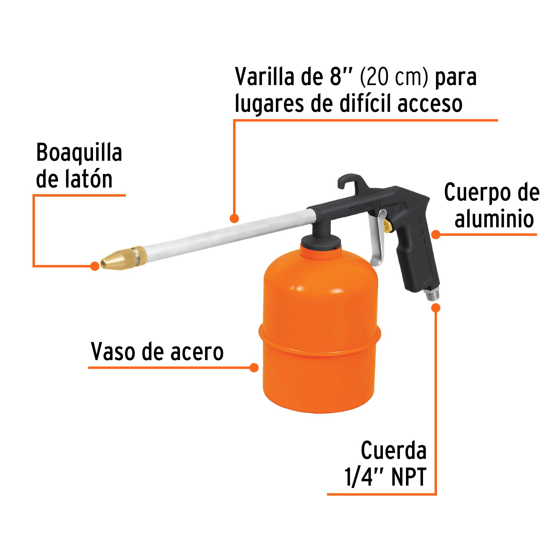 Pistola de aluminio para limpieza de motores, TRUPER