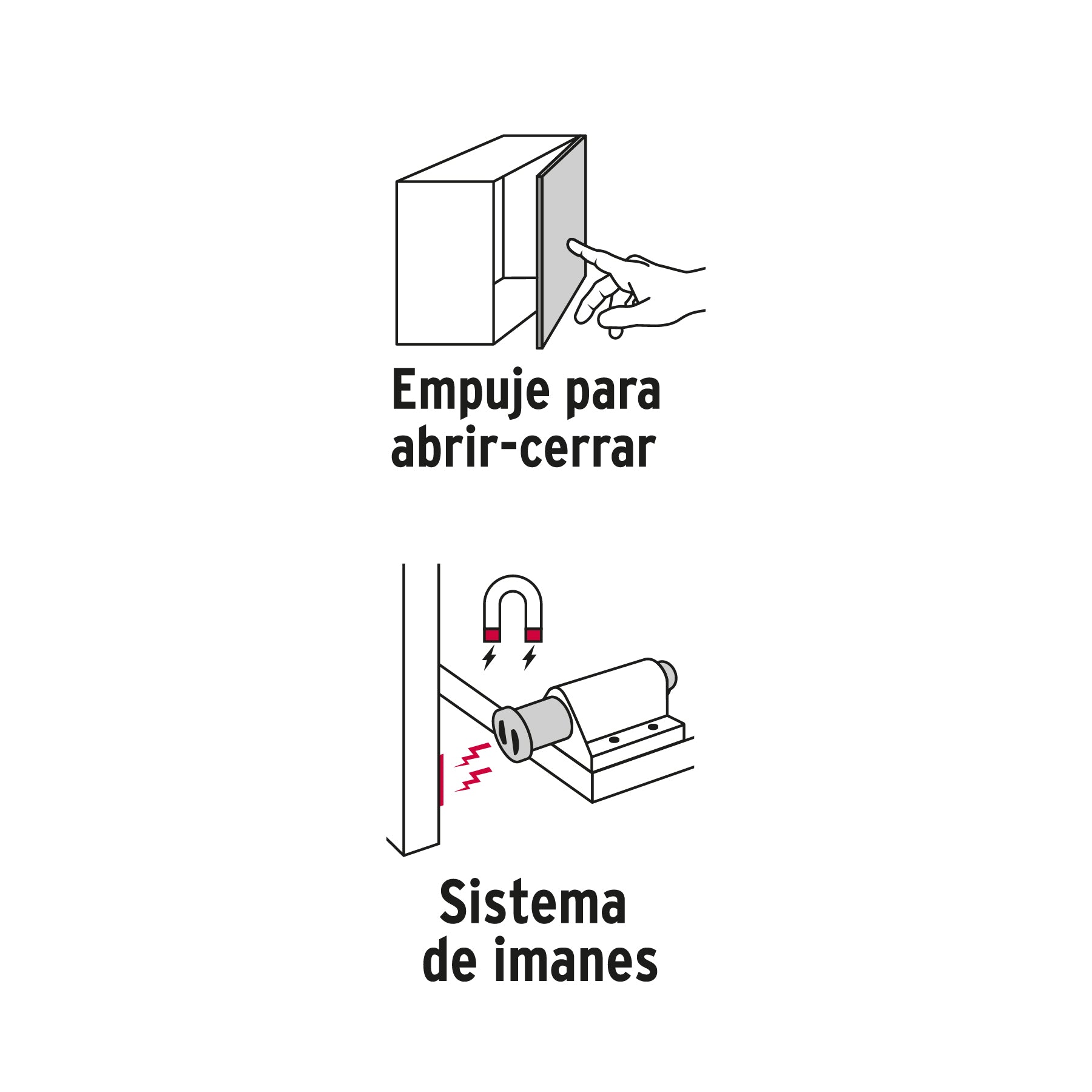Pistón Magnético para puerta / cajón, negro. HERMEX