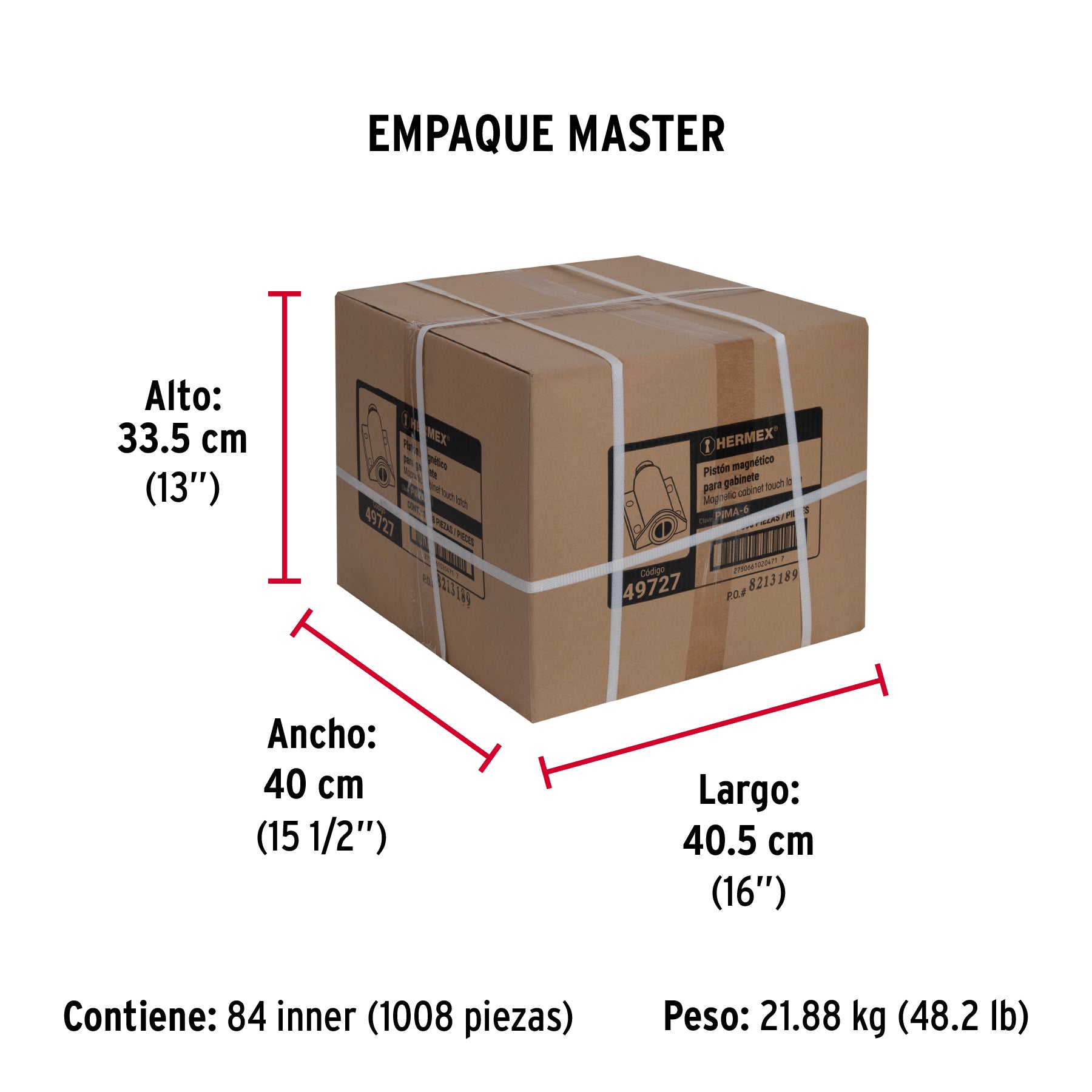Pistón Magnético para puerta / cajón, negro. HERMEX - Empaque