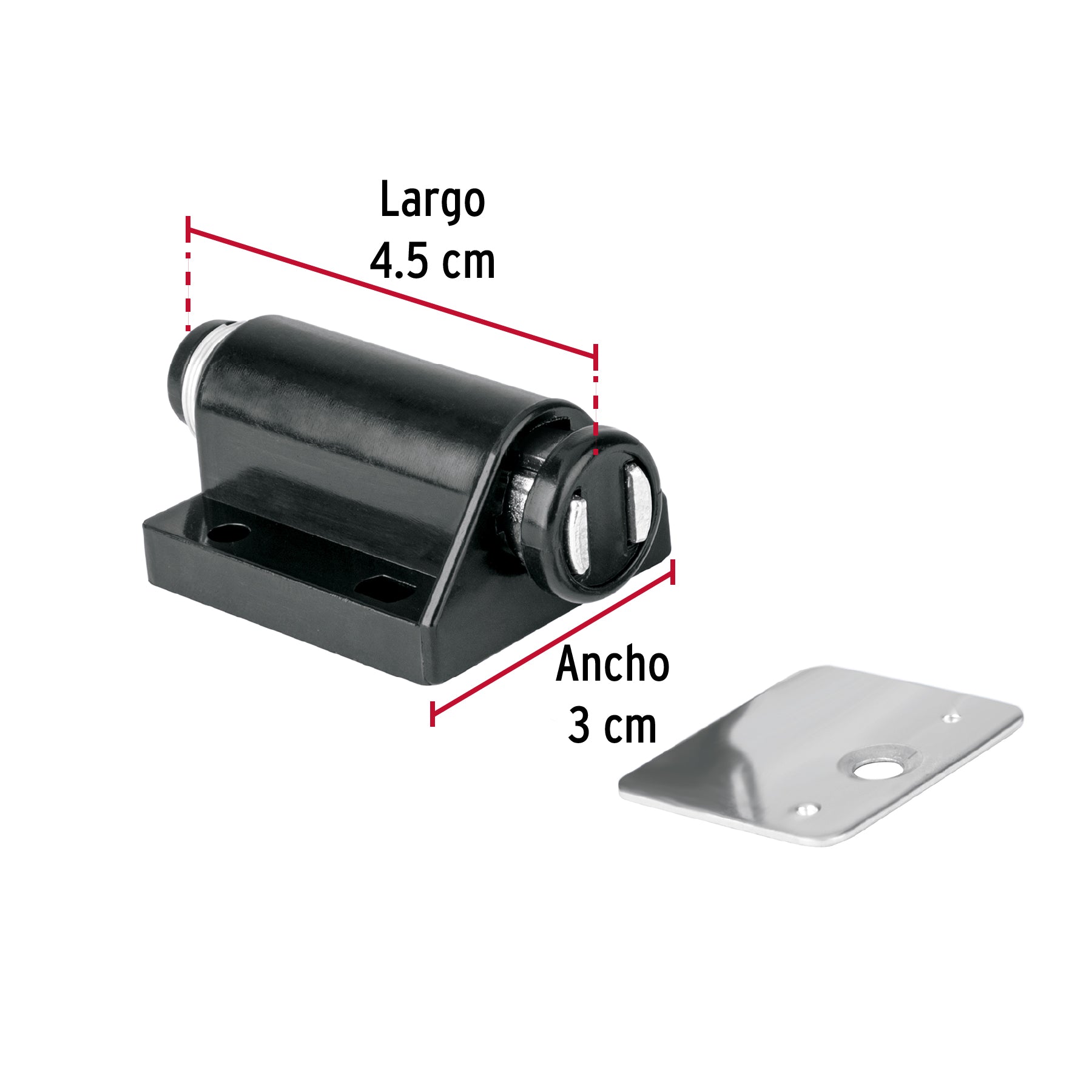 Pistón Magnético para puerta / cajón, negro. HERMEX