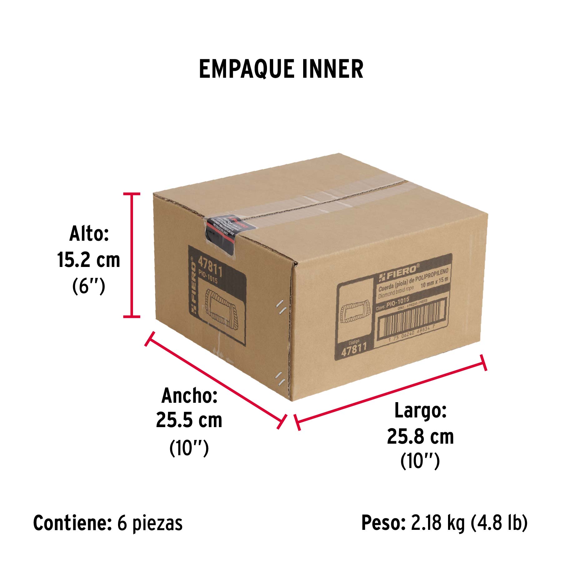 Piola de polipropileno trenzada de 10mm x 15m en madeja - Empaque