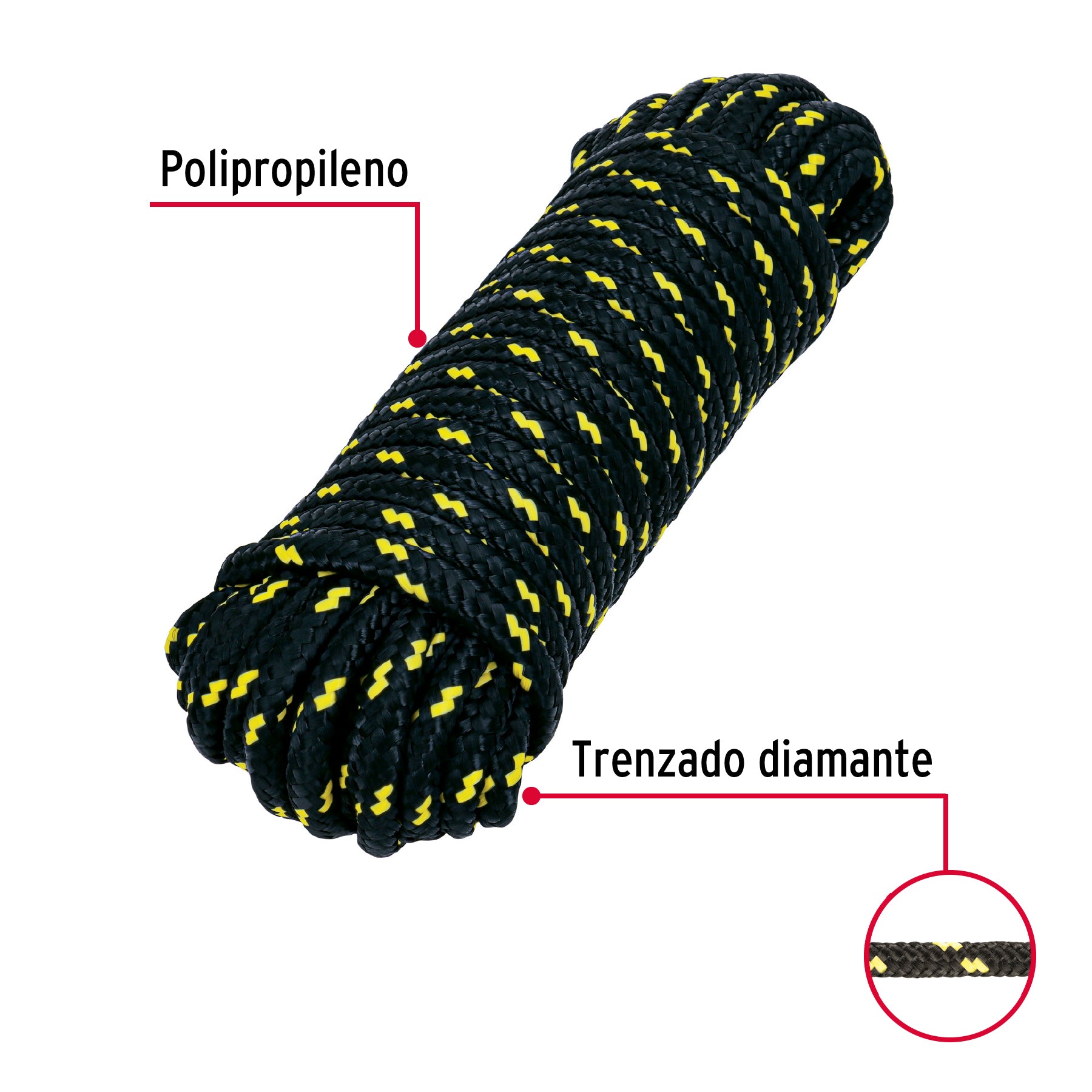 Piola de polipropileno trenzada de 10mm x 15m en madeja