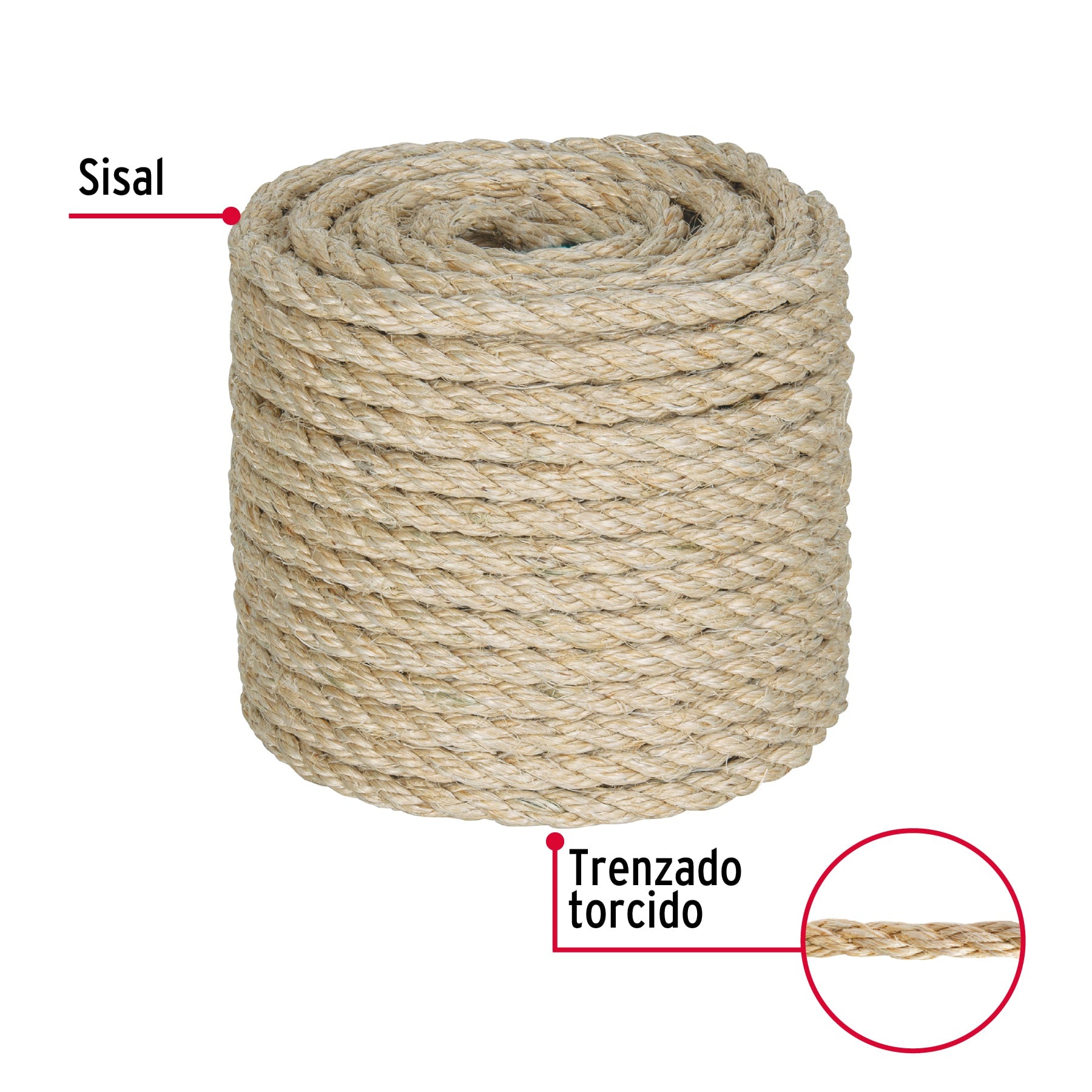Piola de Sisal (henequén) de 10 mm x 30 m natural, FIERO