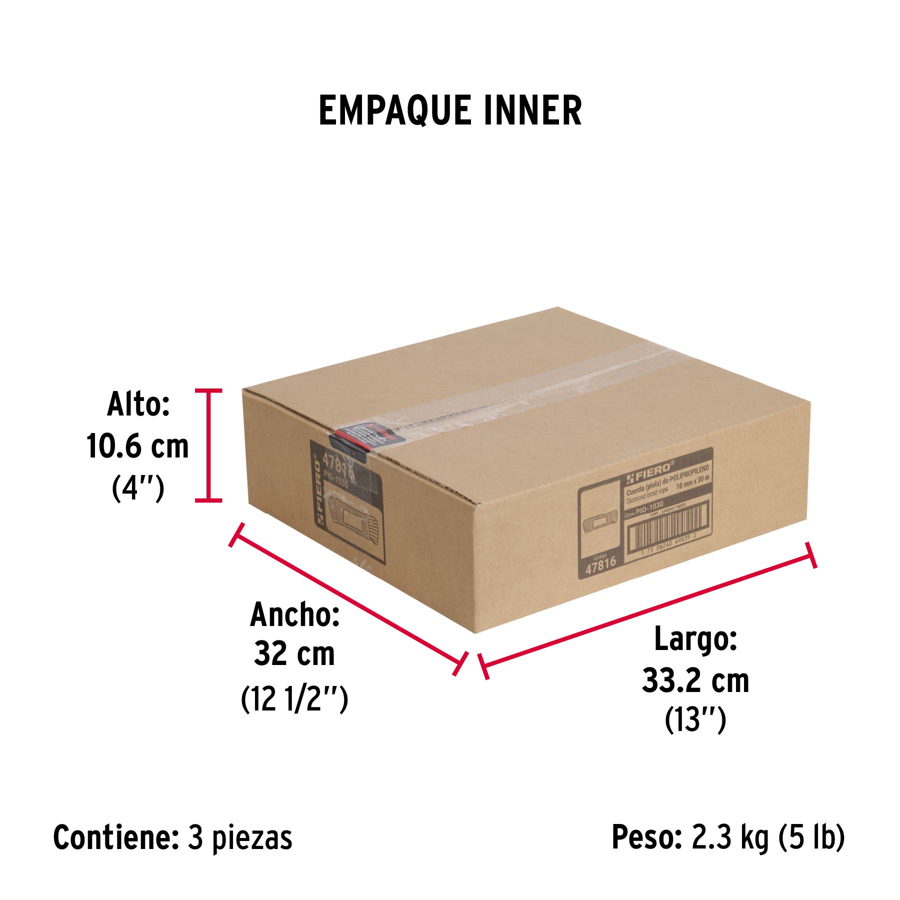 Piola de polipropileno trenzada de 10mm x 30m en madeja - Empaque