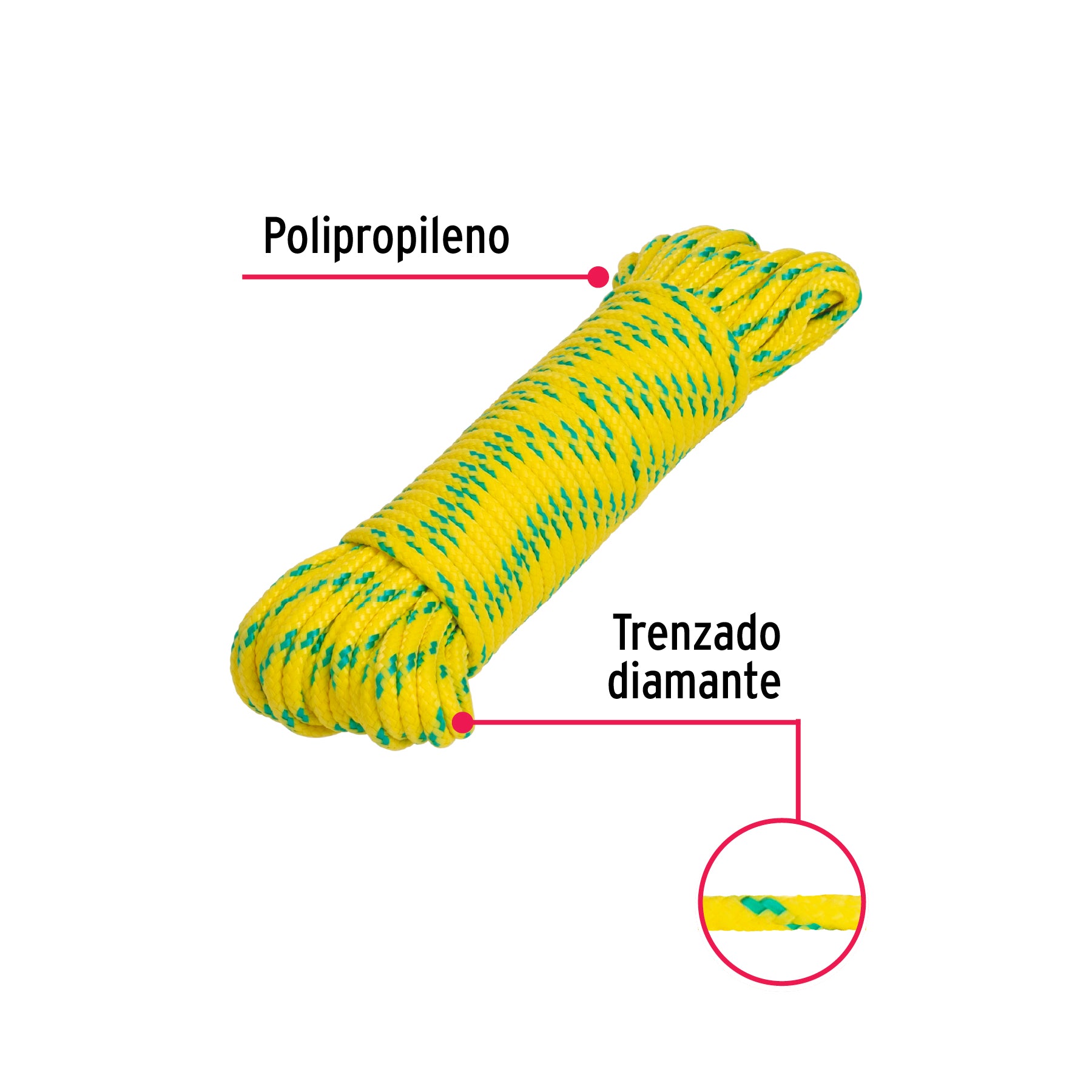 Piola de polipropileno trenzada de 4mm x 15m en madeja