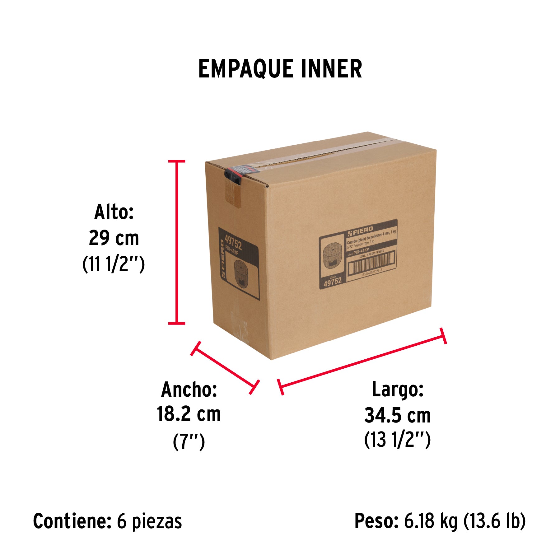 Piola de poliéster diamante de 4 mm, 1 kg, FIERO - Empaque