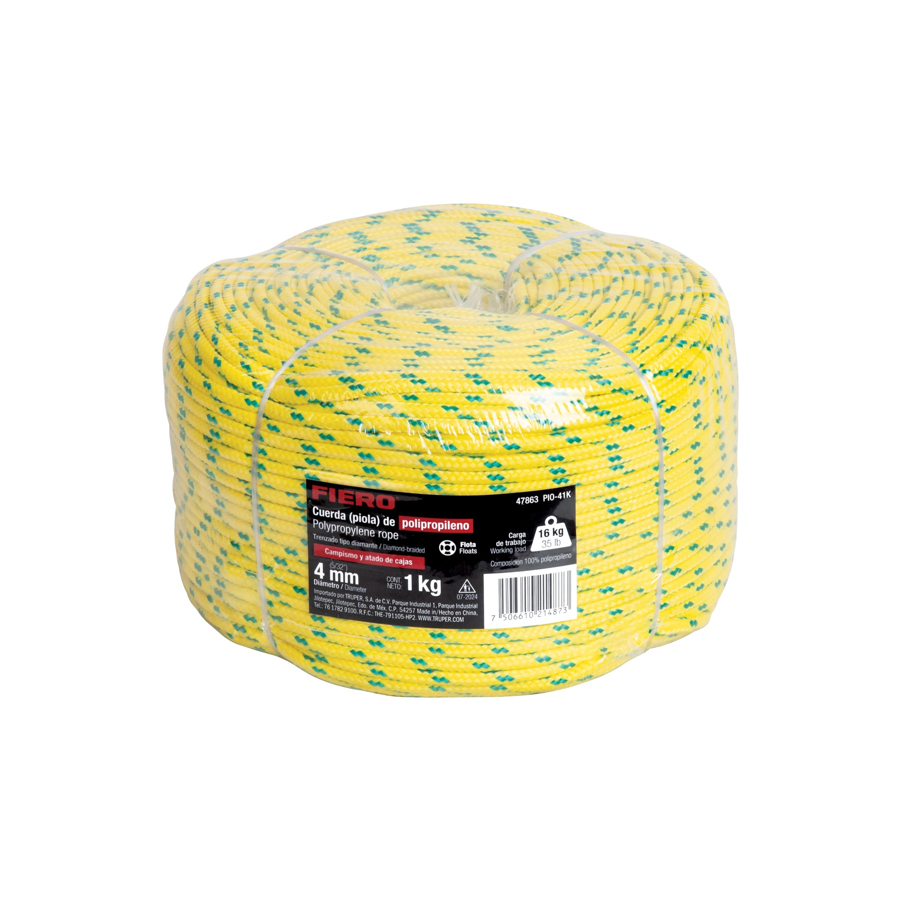 Piola de Polipropileno trenzada, multicolor, 4mm, 1 Kg
