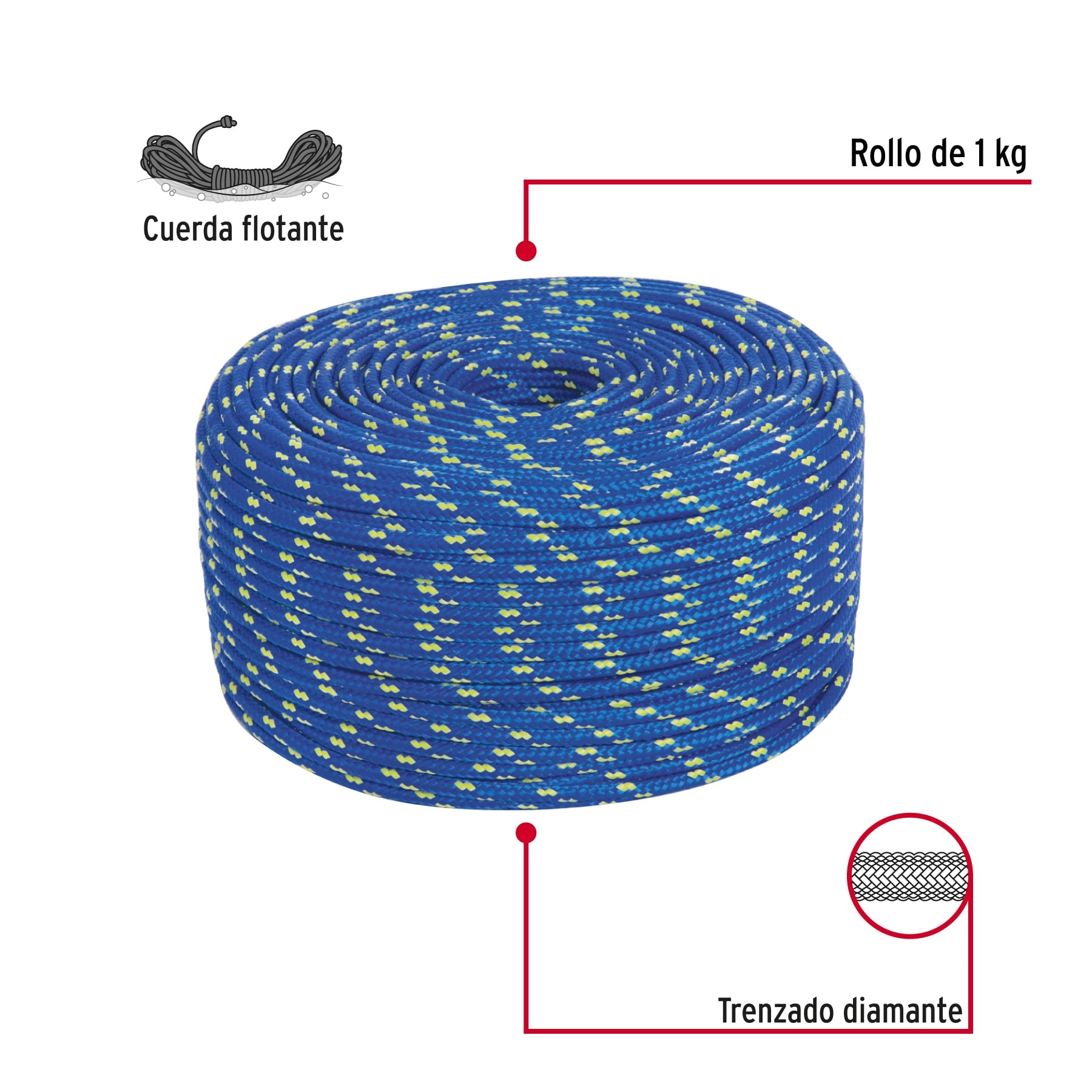 Piola de Polipropileno trenzada, multicolor, 5mm, 1 Kg