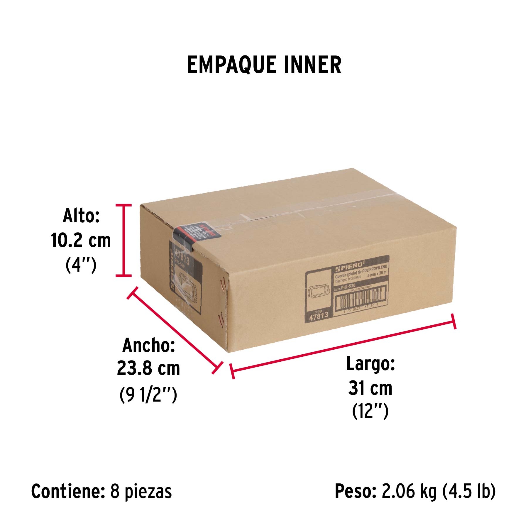 Piola de polipropileno trenzada de 5mm x 30m en madeja - Empaque