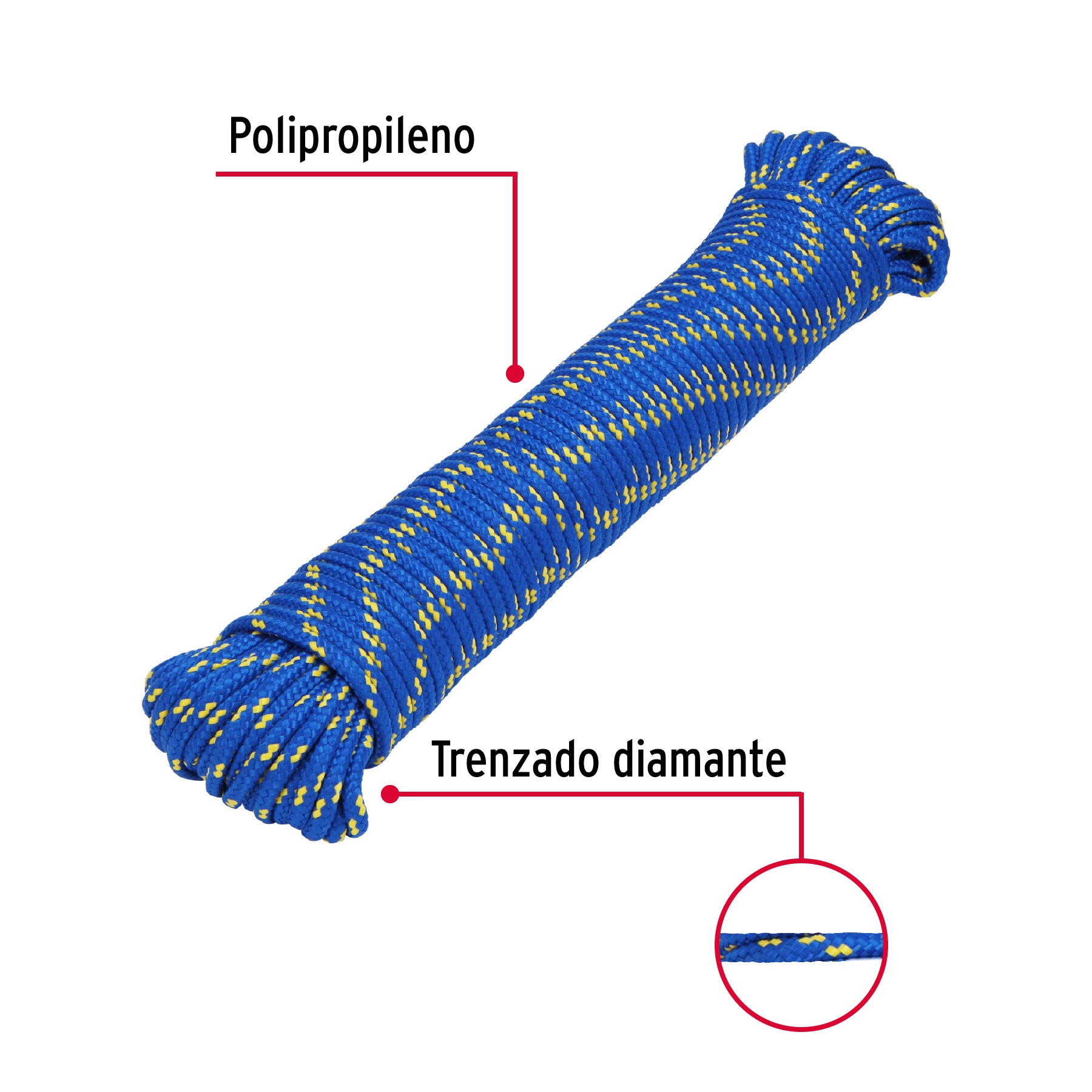 Piola de polipropileno trenzada de 5mm x 30m en madeja
