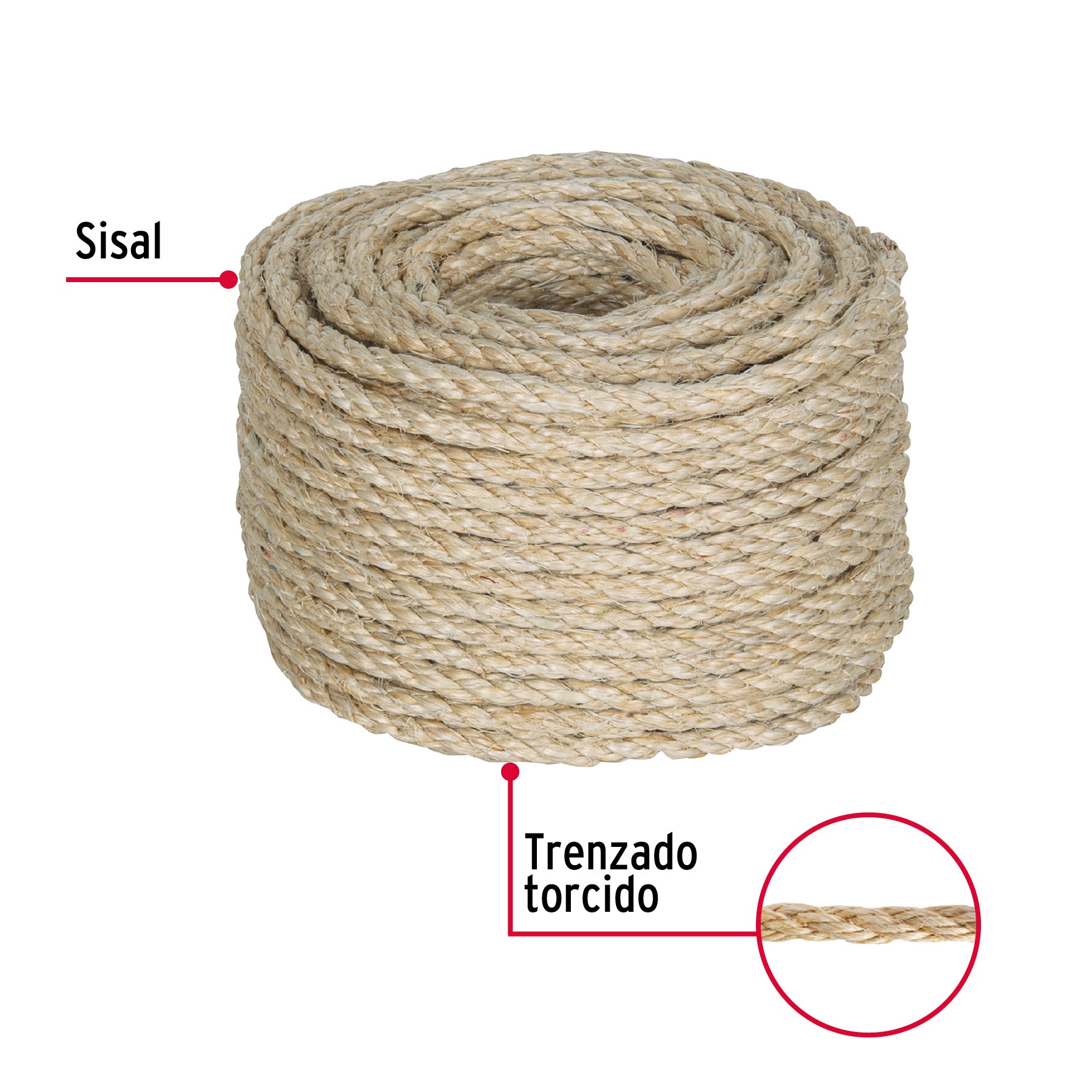 Piola de Sisal (henequén) de 6 mm x 30 m natural, FIERO