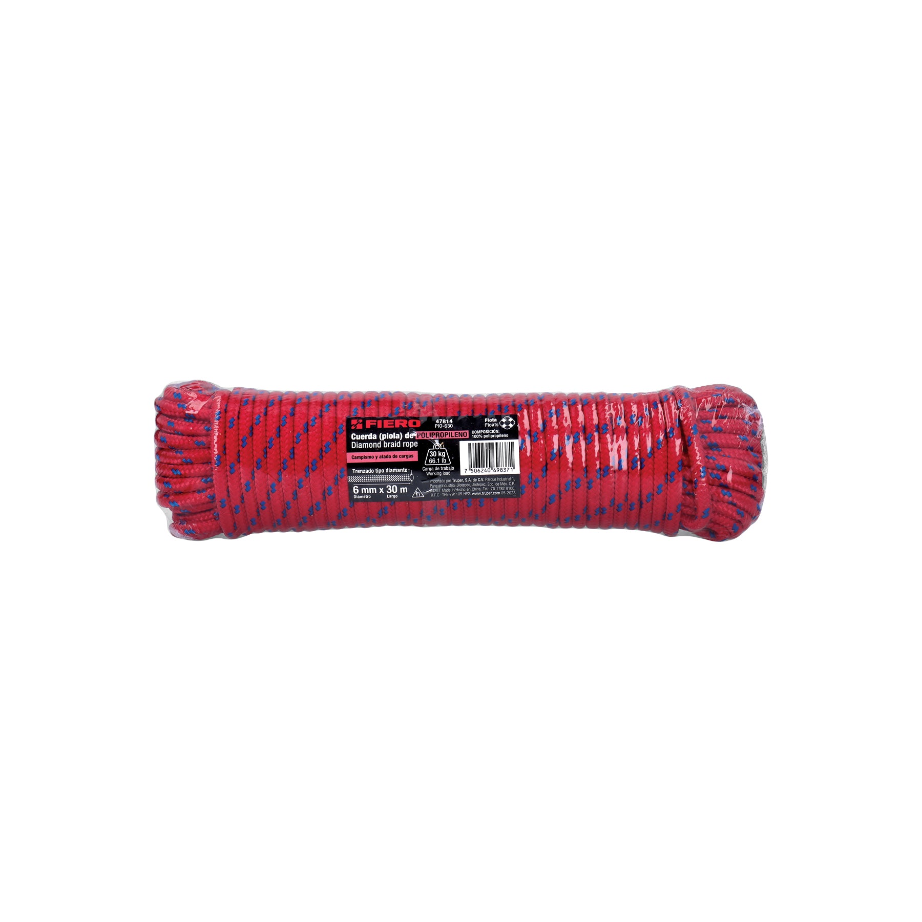 Piola de polipropileno trenzada de 6mm x 30m en madeja