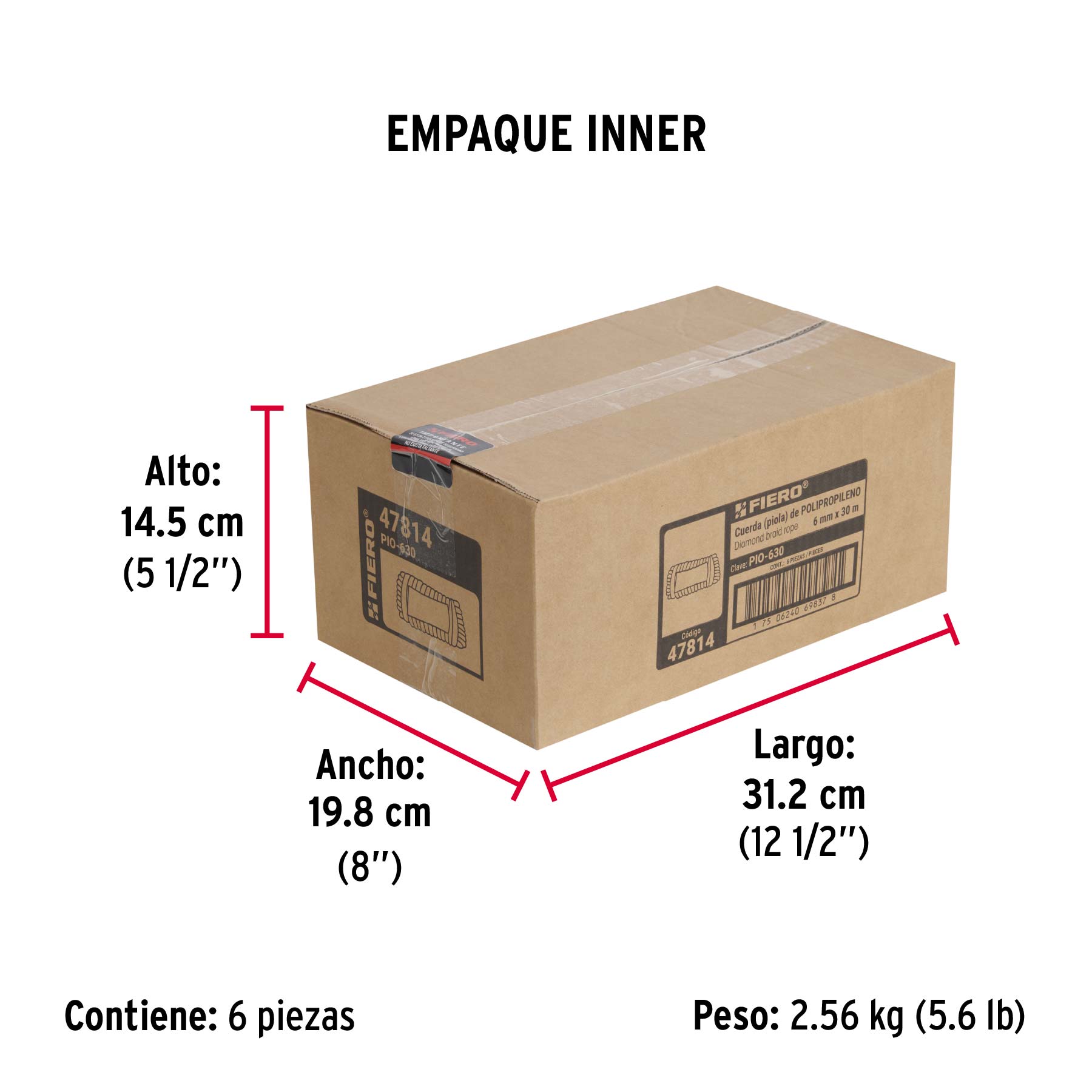 Piola de polipropileno trenzada de 6mm x 30m en madeja - Empaque