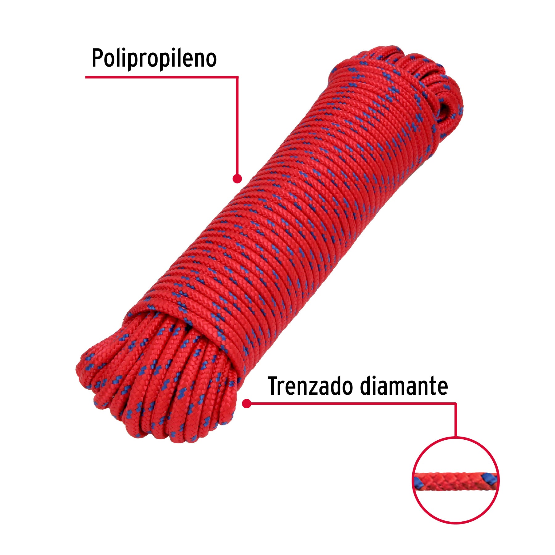 Piola de polipropileno trenzada de 6mm x 30m en madeja