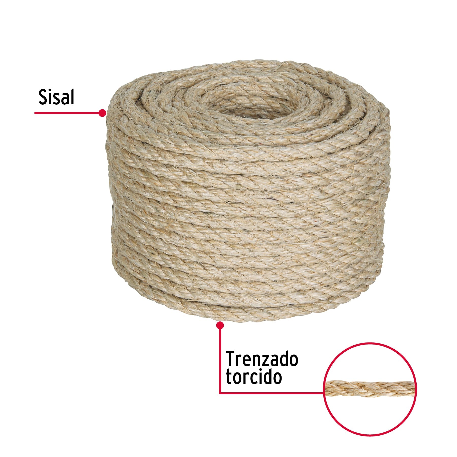 Piola de Sisal (henequén) de 8 mm x 30 m natural, FIERO