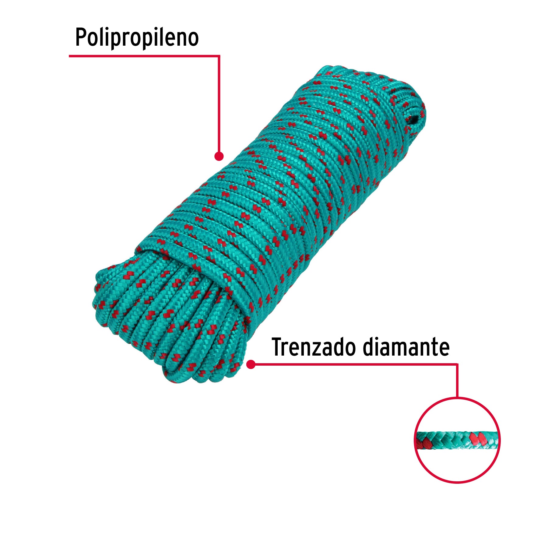 Piola de polipropileno trenzada de 8mm x 30m en madeja