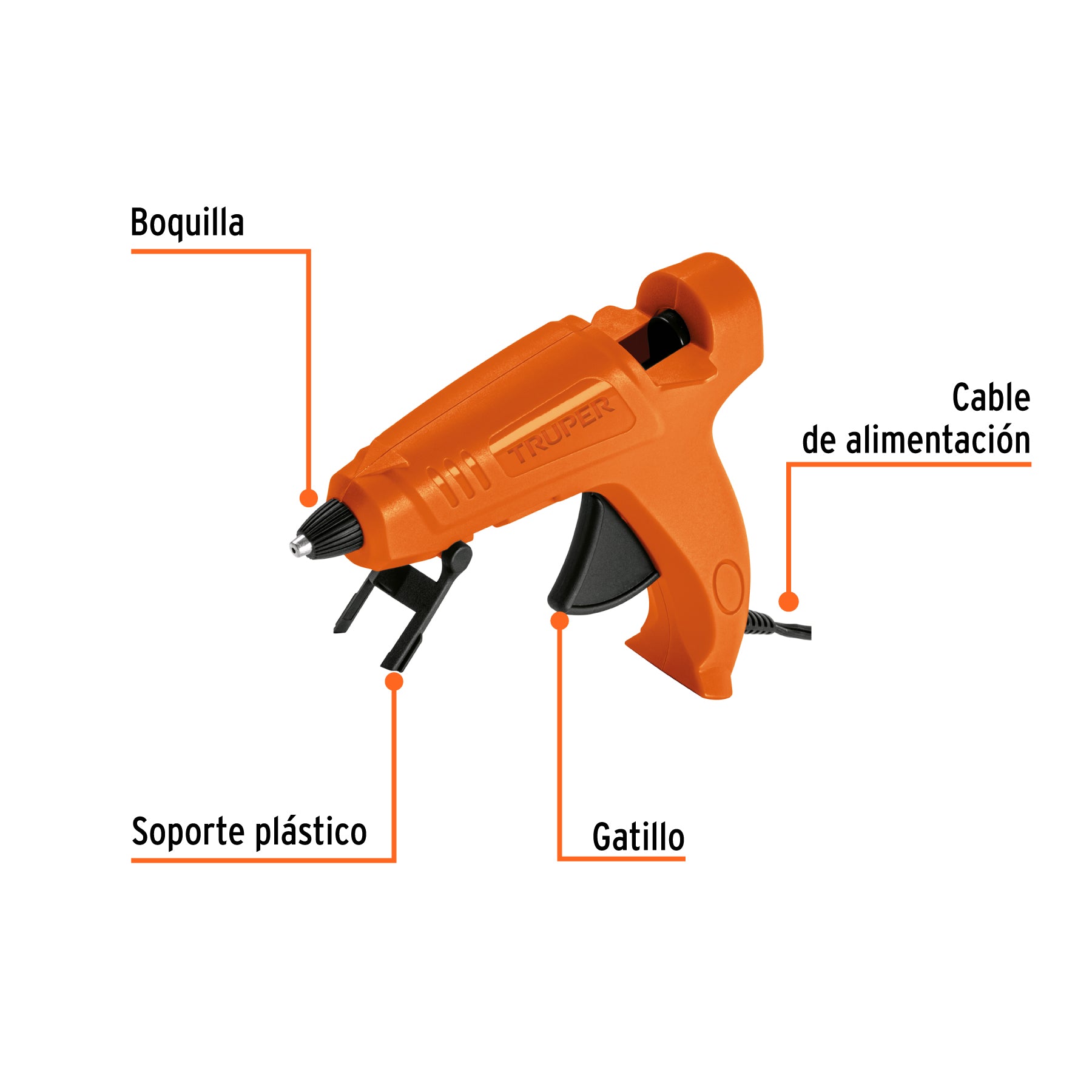 Pistola eléctrica de 40W para silicón de 1/2", 127V, TRUPER