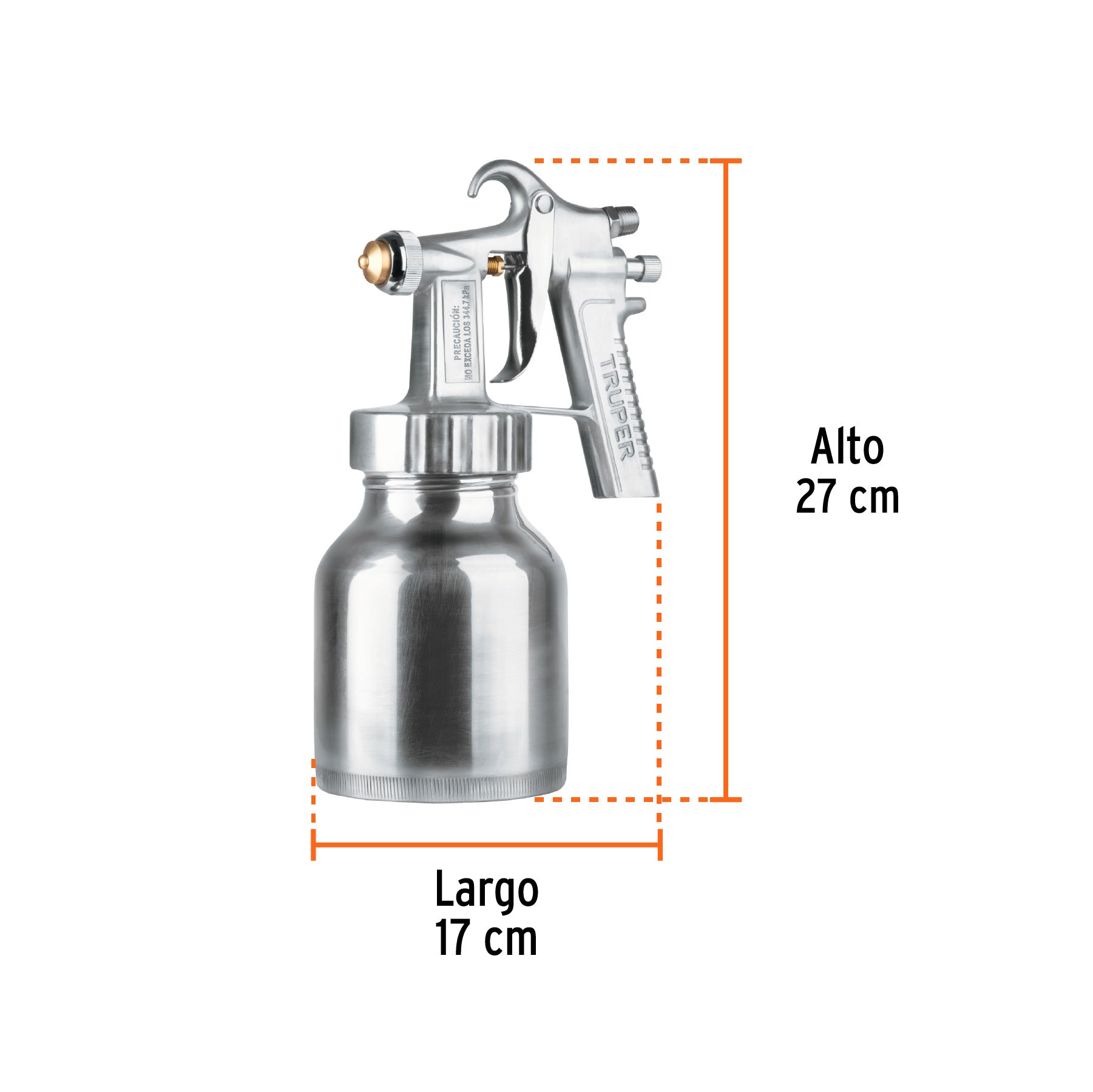 Pistola p/pintar baja presión, 1.5 mm, pulida, entrada inf