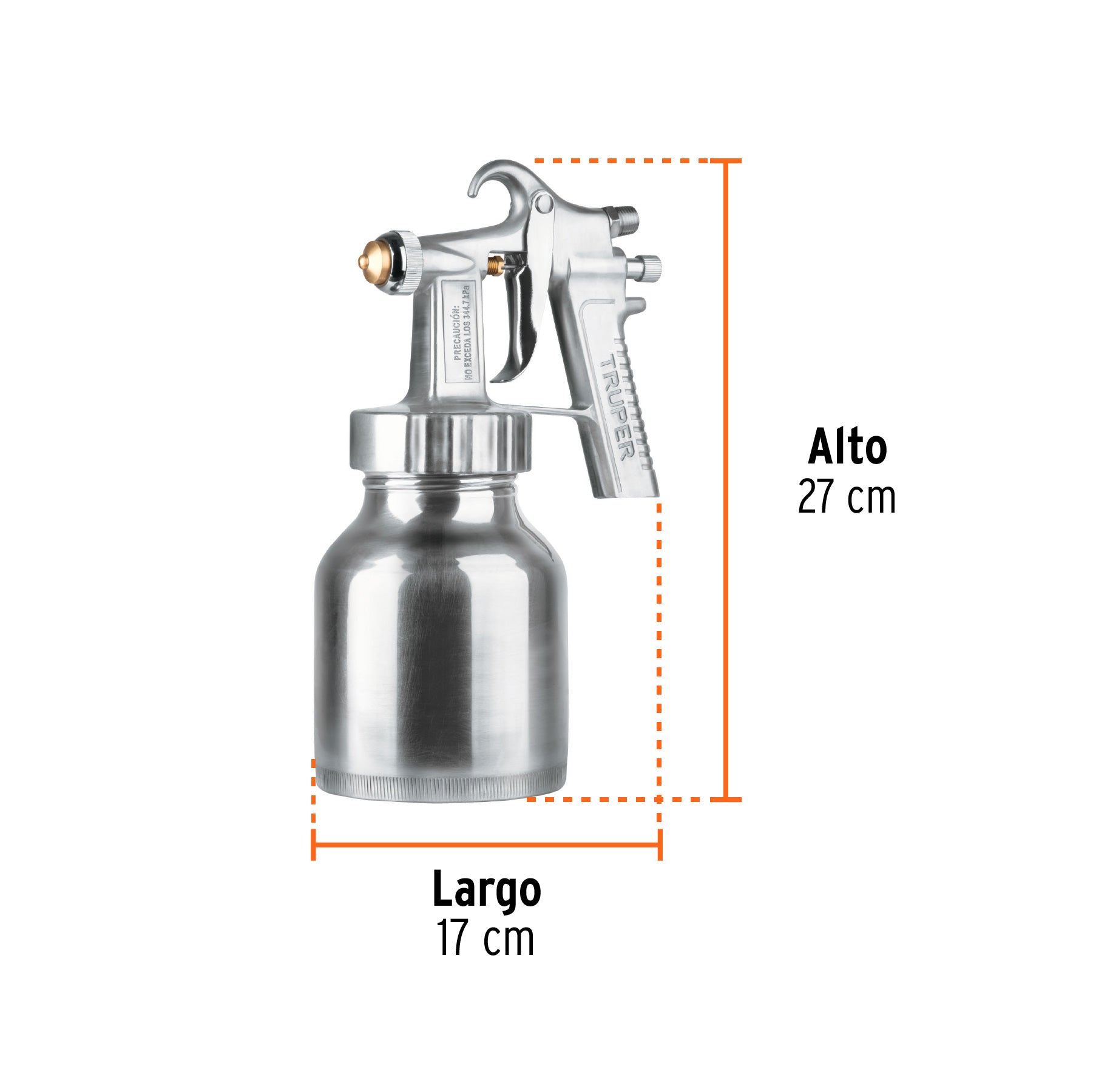 Pistola p/pintar baja presión, 1.5 mm, pulida, entrada sup