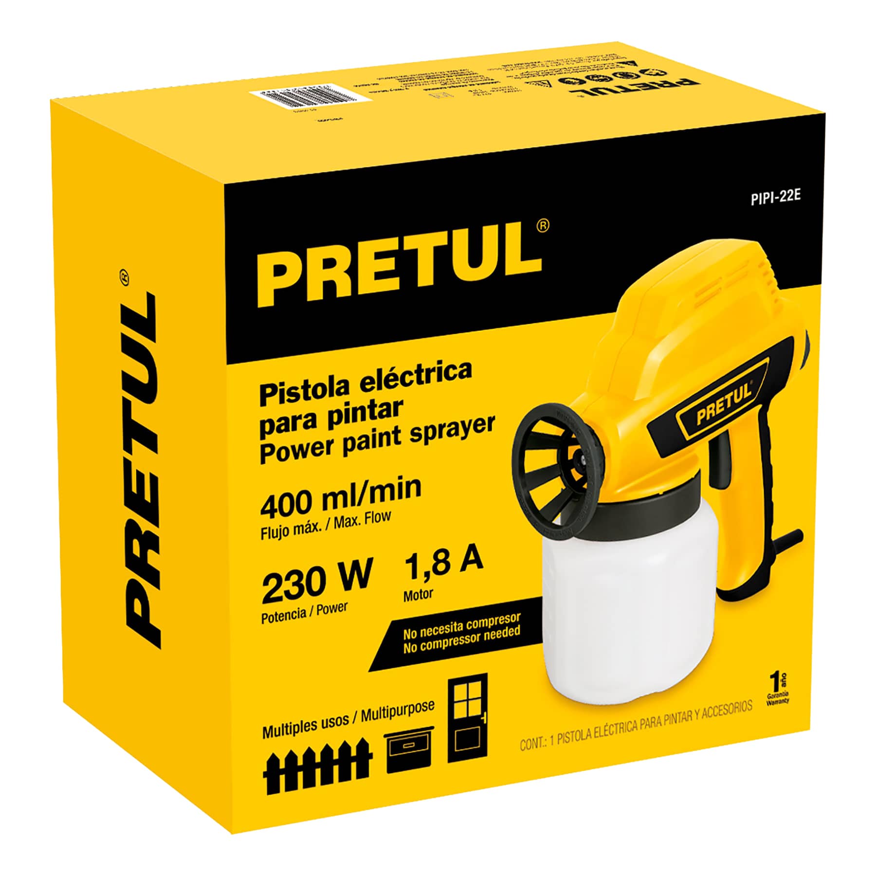 Pistola eléctrica para pintar de 230 W, PRETUL