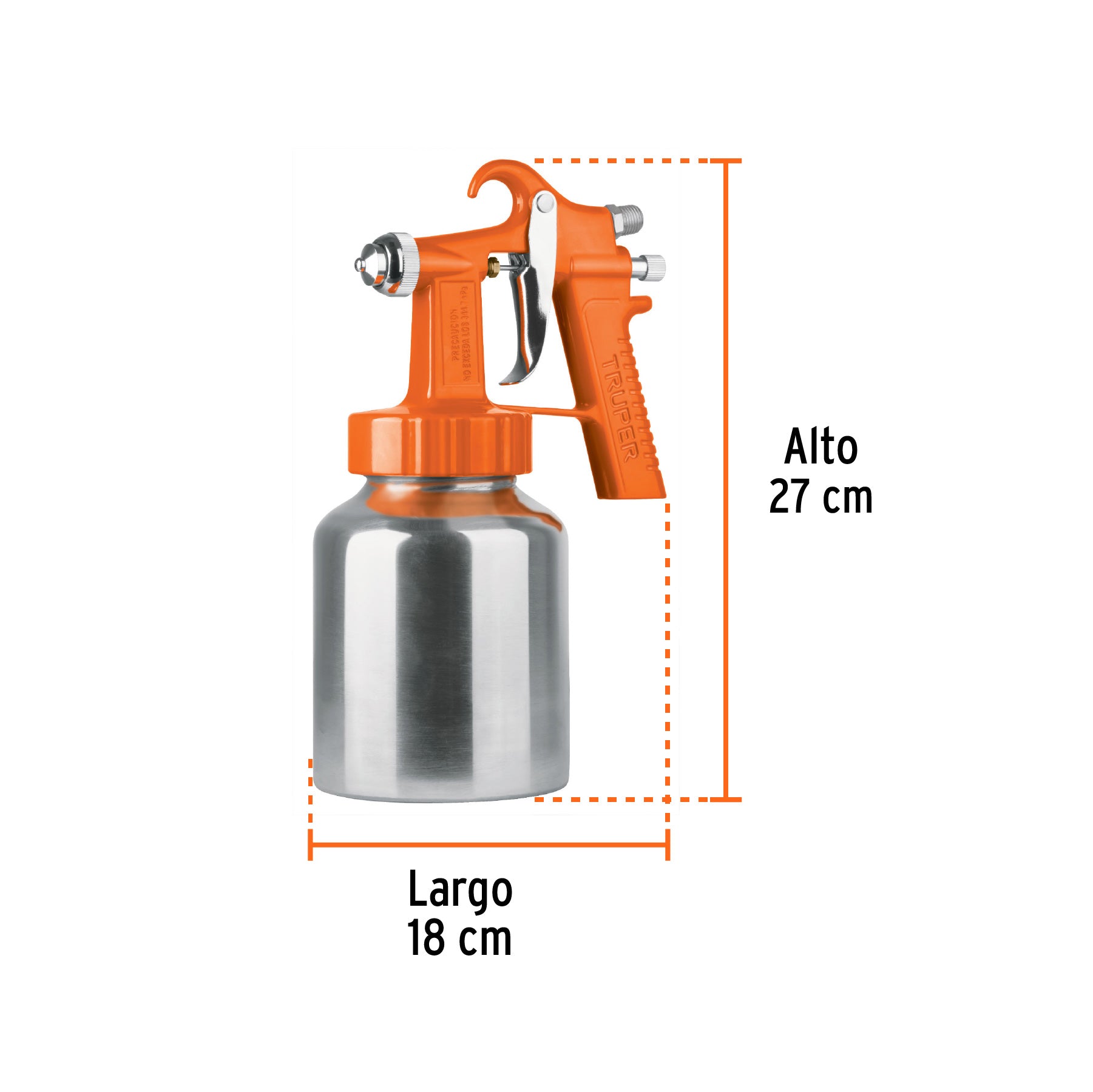 Pistola p/pintar baja presión, 1.5 mm, naranja, entrada sup