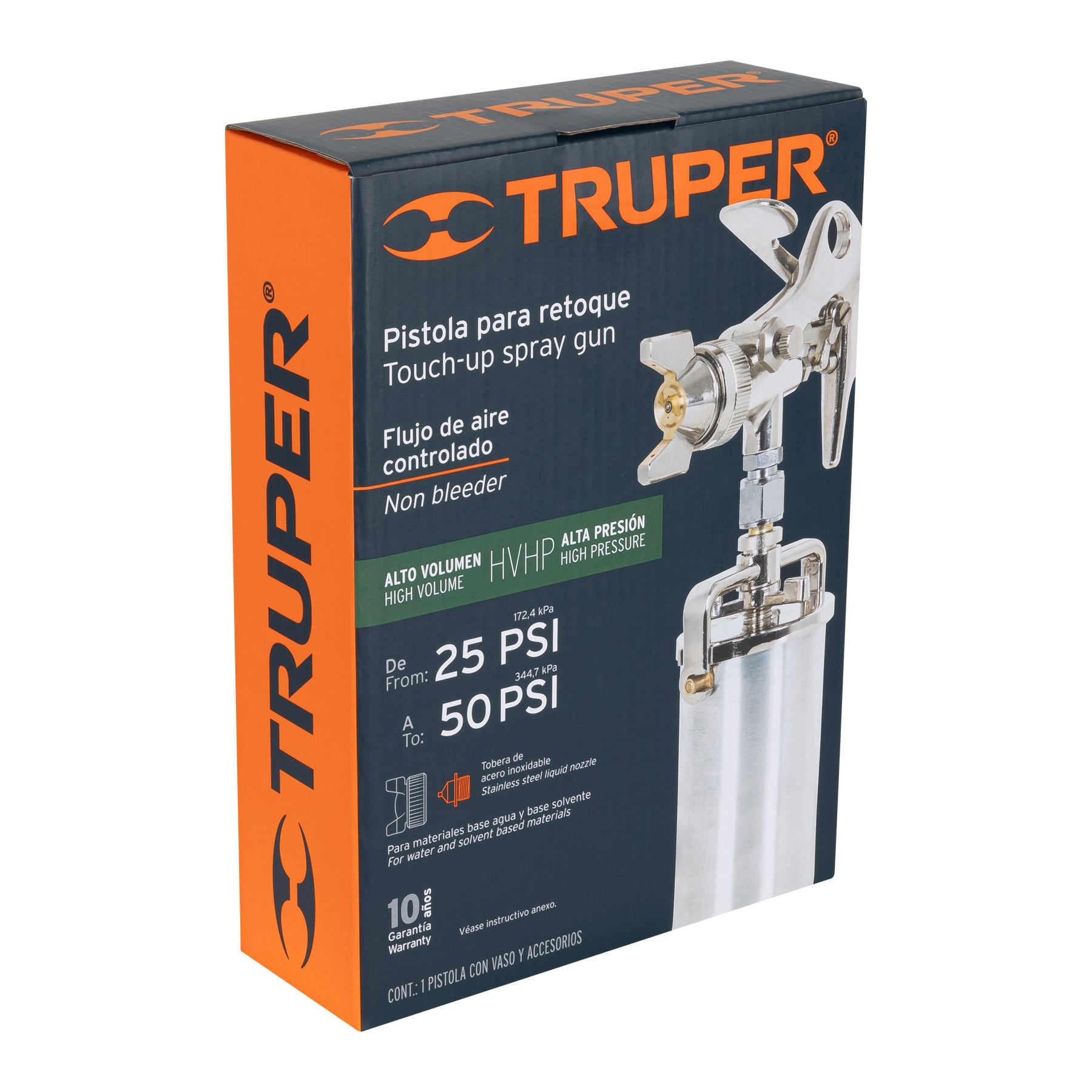 Pistola compacta p/retoque HVHP vaso alum, 1.5 mm, TRUPER
