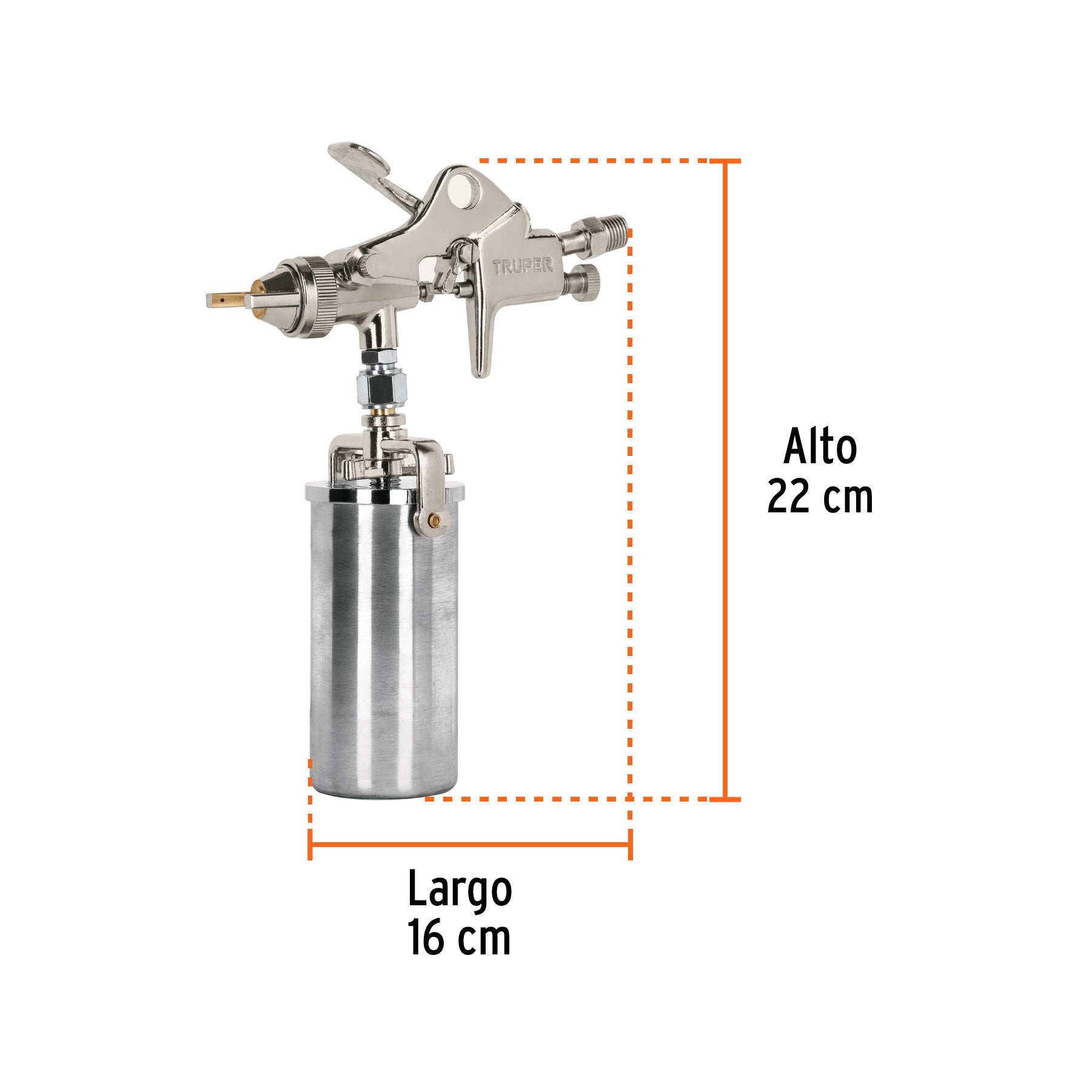 Pistola compacta p/retoque HVHP vaso alum, 1.5 mm, TRUPER
