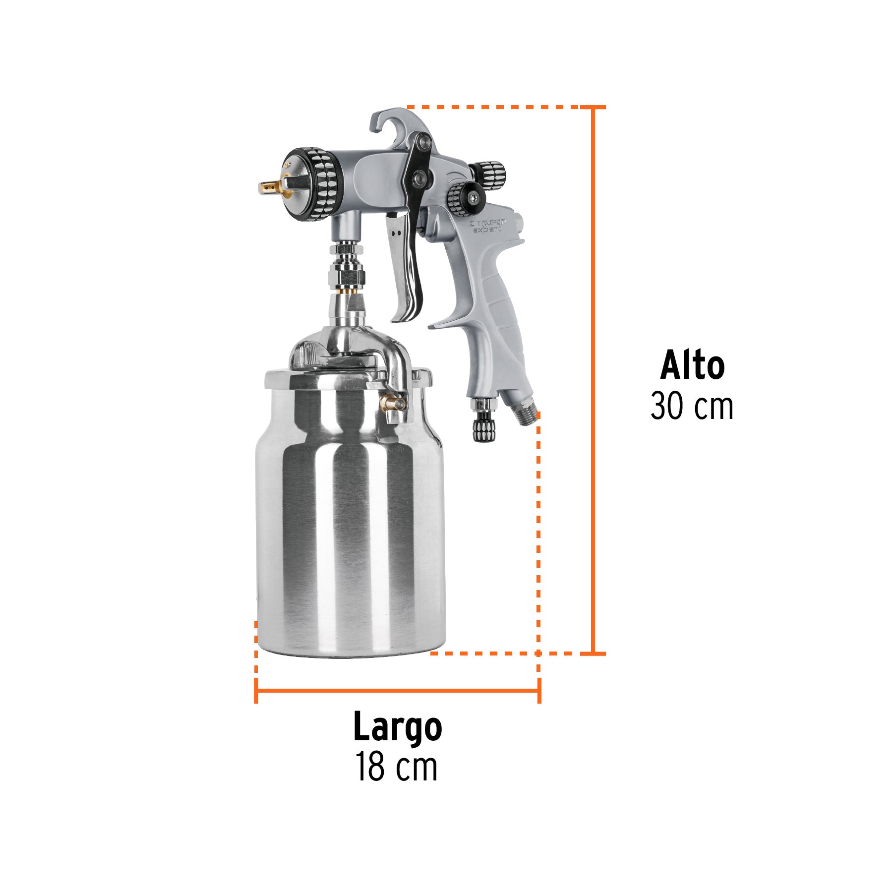 Pistola p/pintar succión HVLP vaso aluminio, 1.4 mm, EXPERT