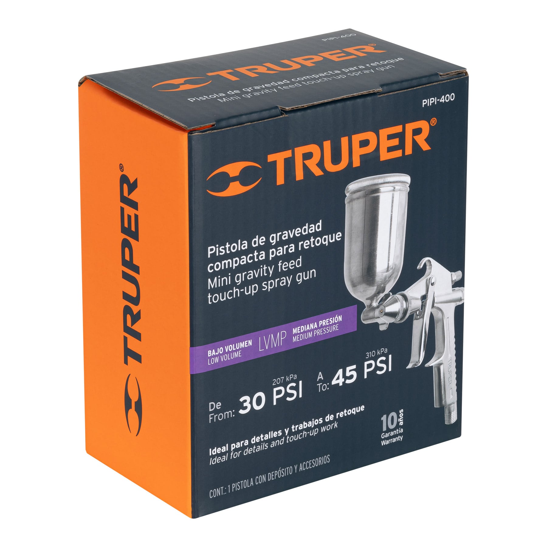 Pistola para retoque LVMP vaso aluminio, 0.5 mm, TRUPER