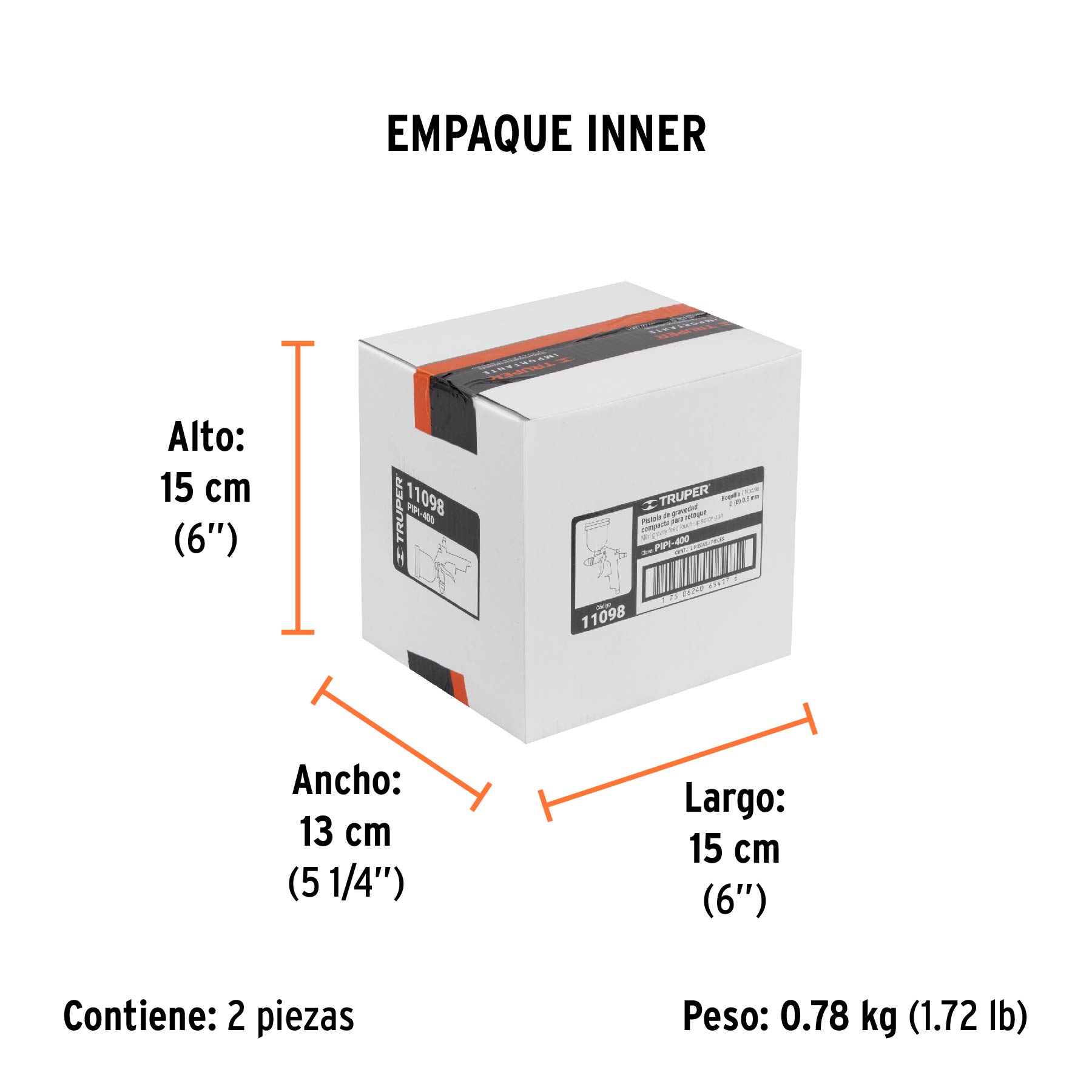 Pistola para retoque LVMP vaso aluminio, 0.5 mm, TRUPER - Empaque
