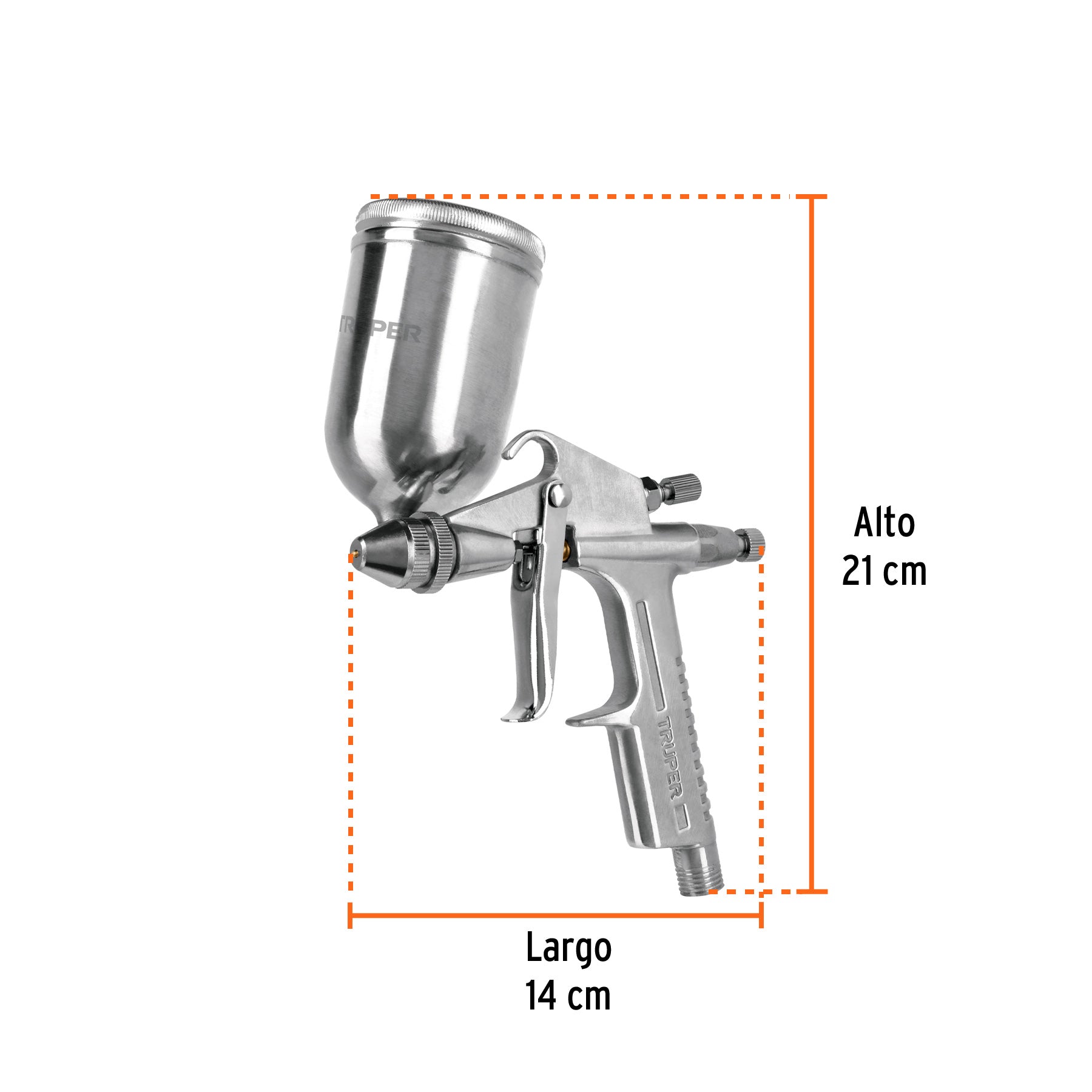 Pistola para retoque LVMP vaso aluminio, 0.5 mm, TRUPER