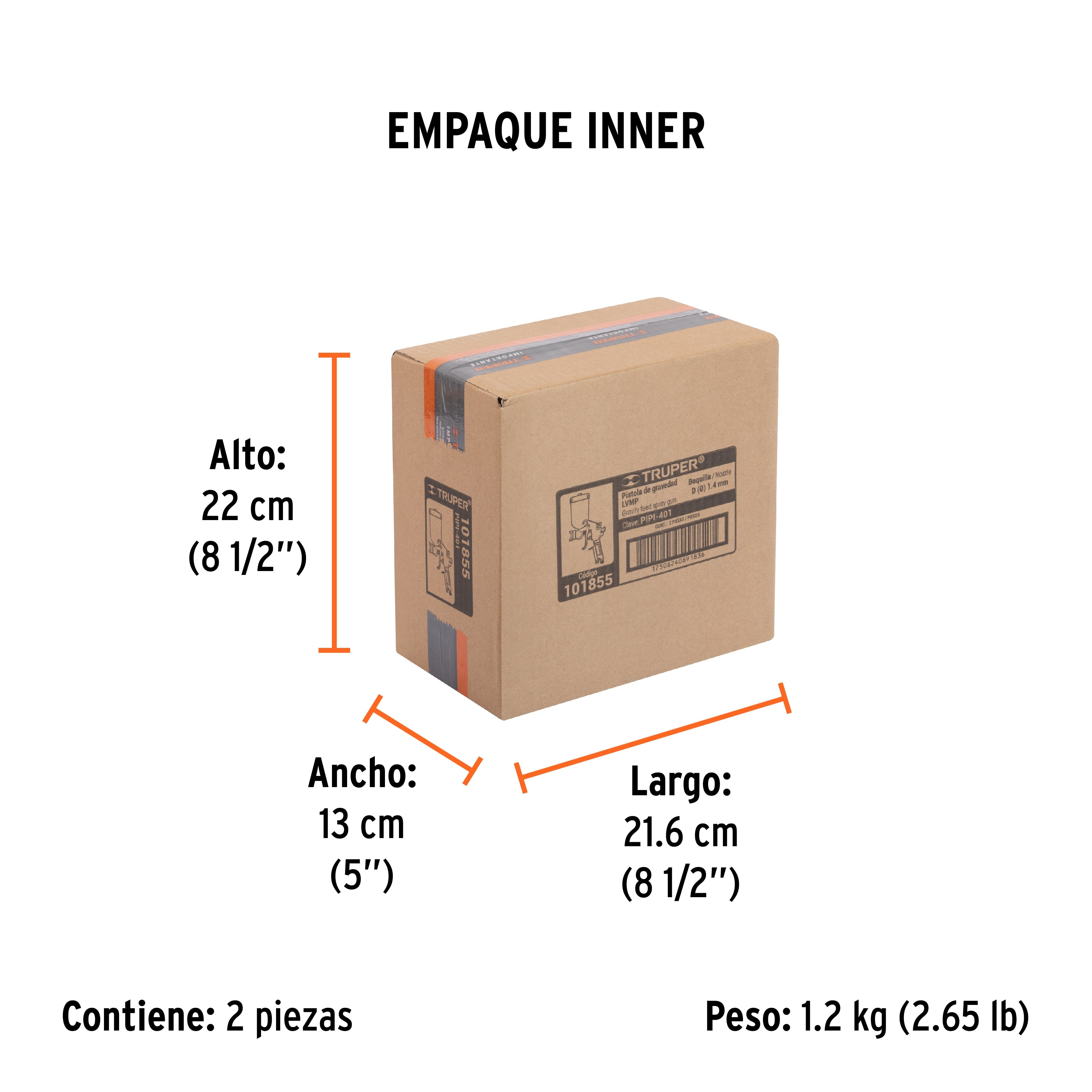 Pistola para pintar LVMP vaso plástico, 1.4 mm, TRUPER - Empaque