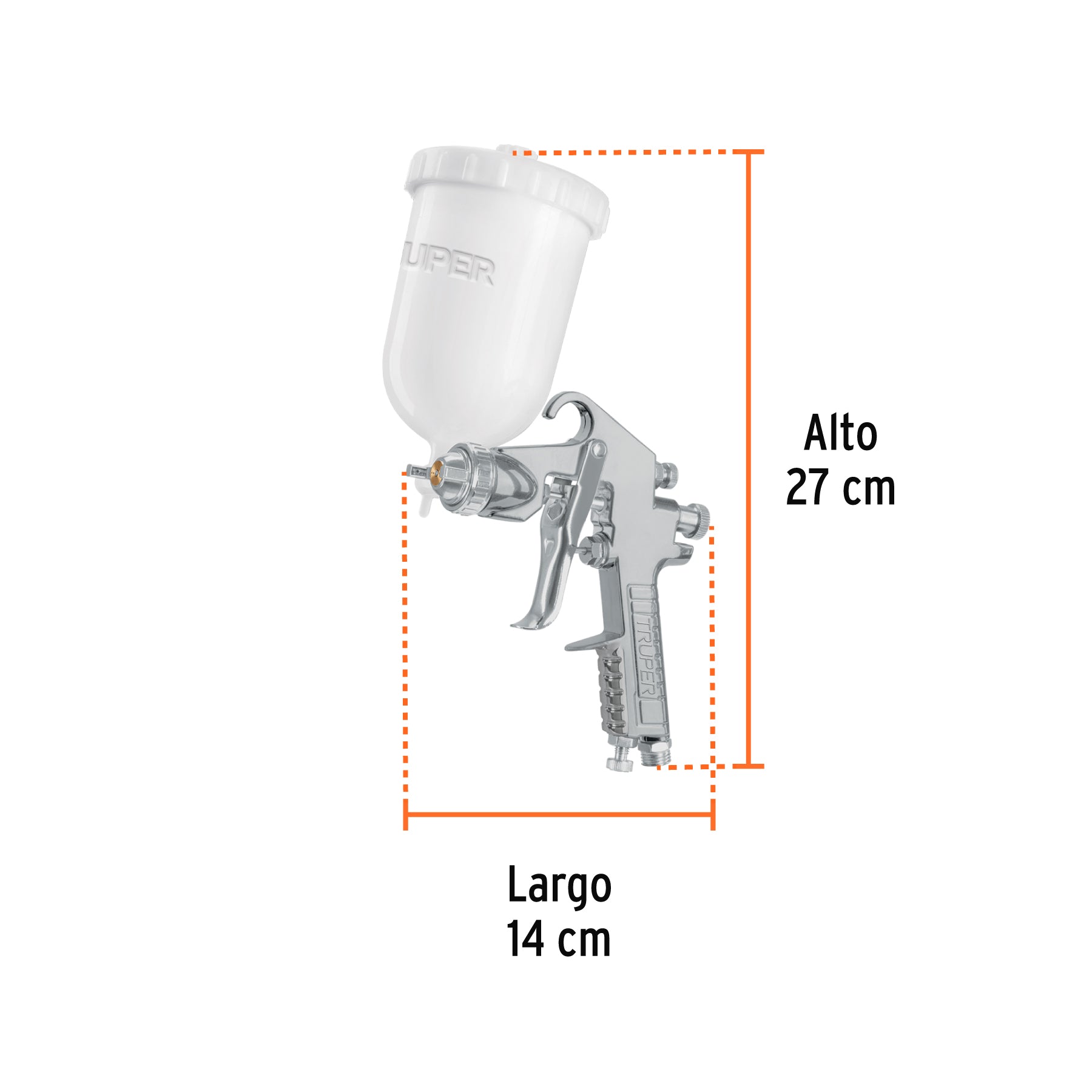 Pistola para pintar LVMP vaso plástico, 2 mm, TRUPER
