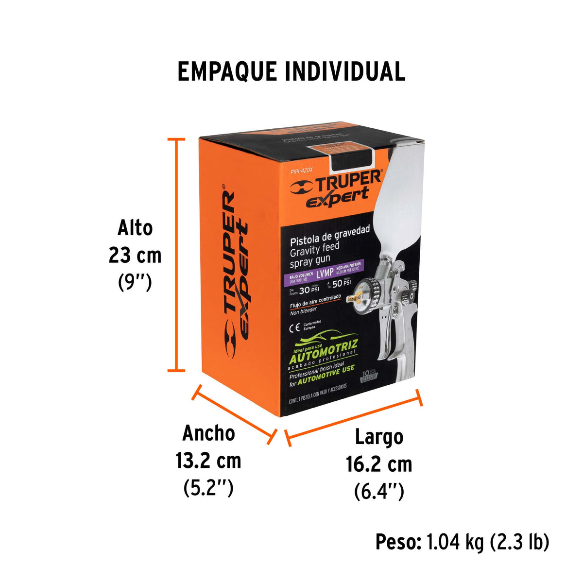 Pistola para pintar LVMP vaso plástico, 1.4 mm, EXPERT - Empaque