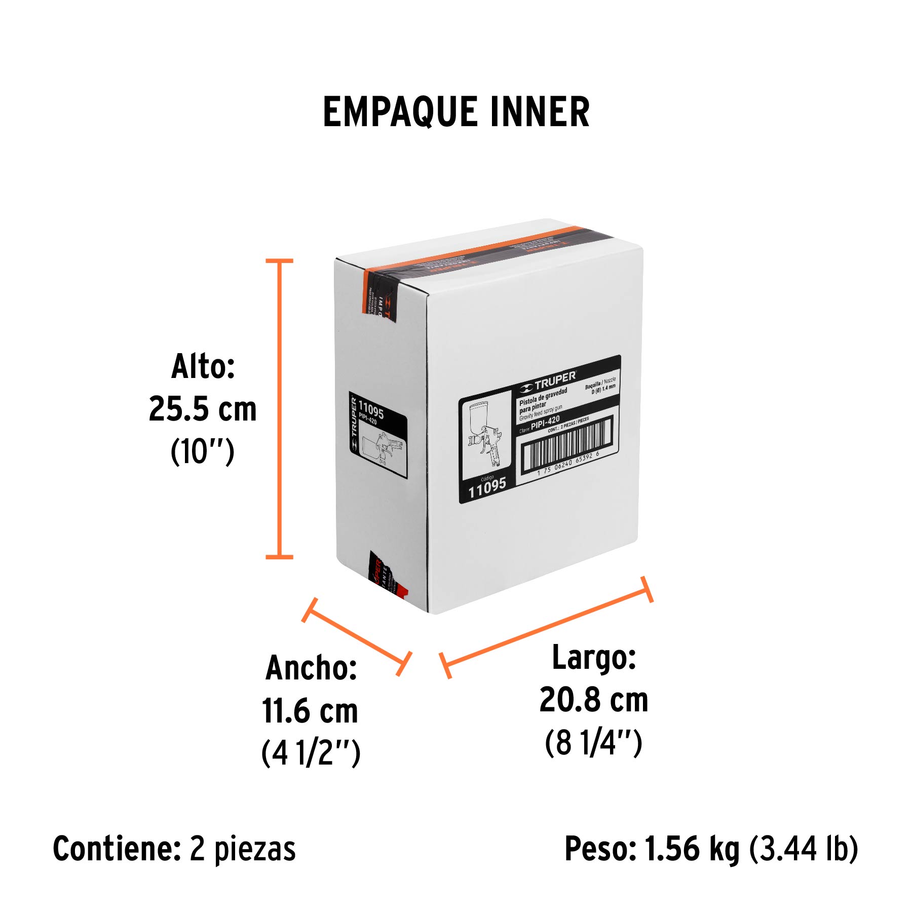 Pistola para pintar LVMP vaso aluminio, 1.4 mm, TRUPER - Empaque