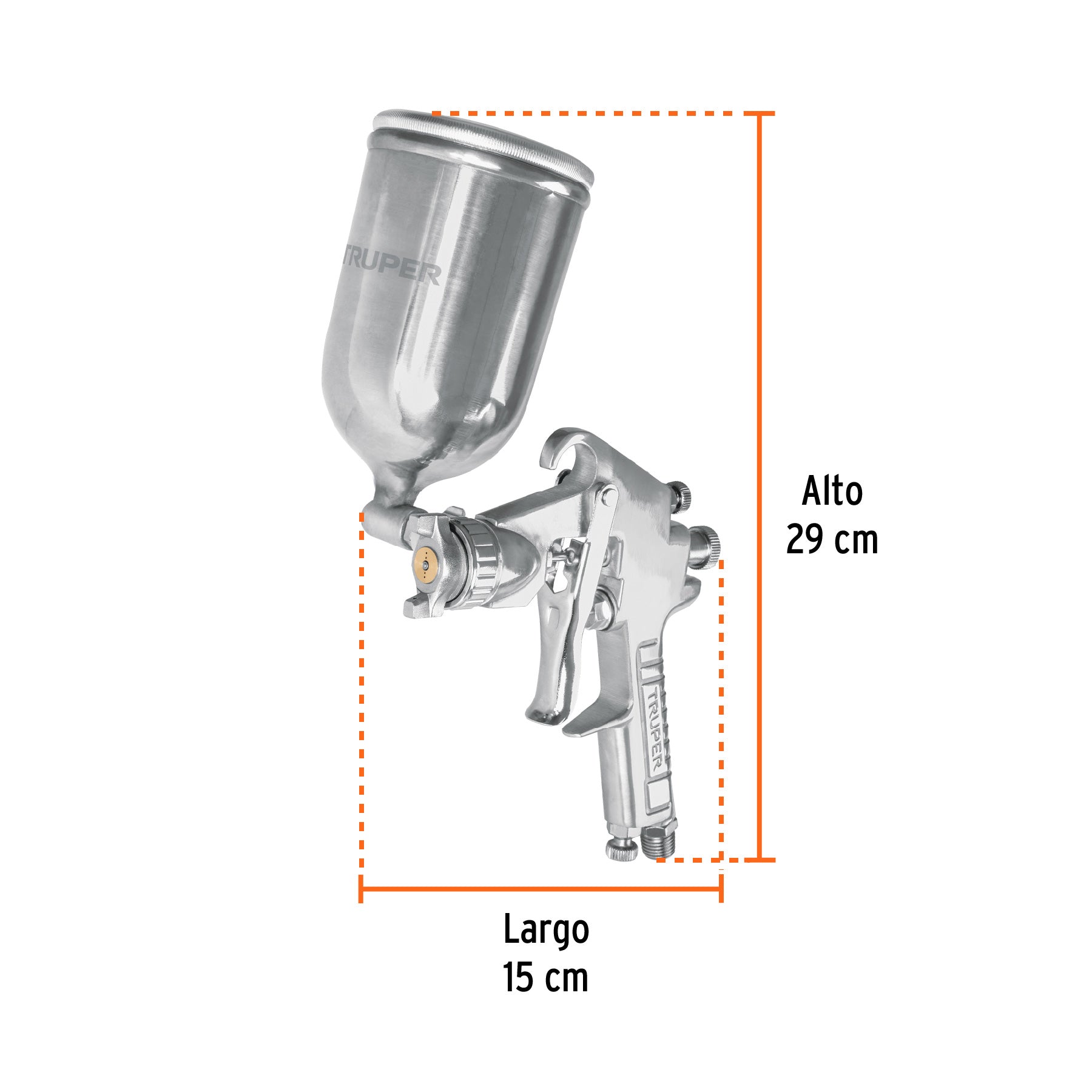 Pistola para pintar LVMP vaso aluminio, 1.7 mm, TRUPER