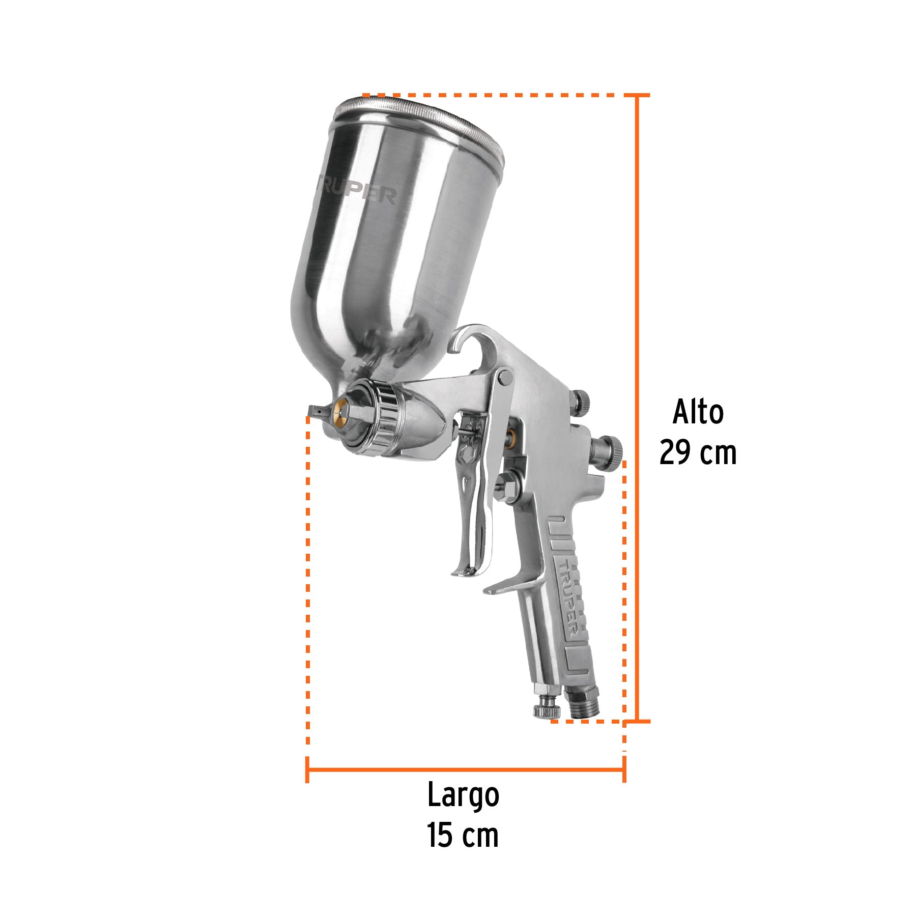 Pistola para pintar LVMP vaso aluminio, 2 mm, TRUPER
