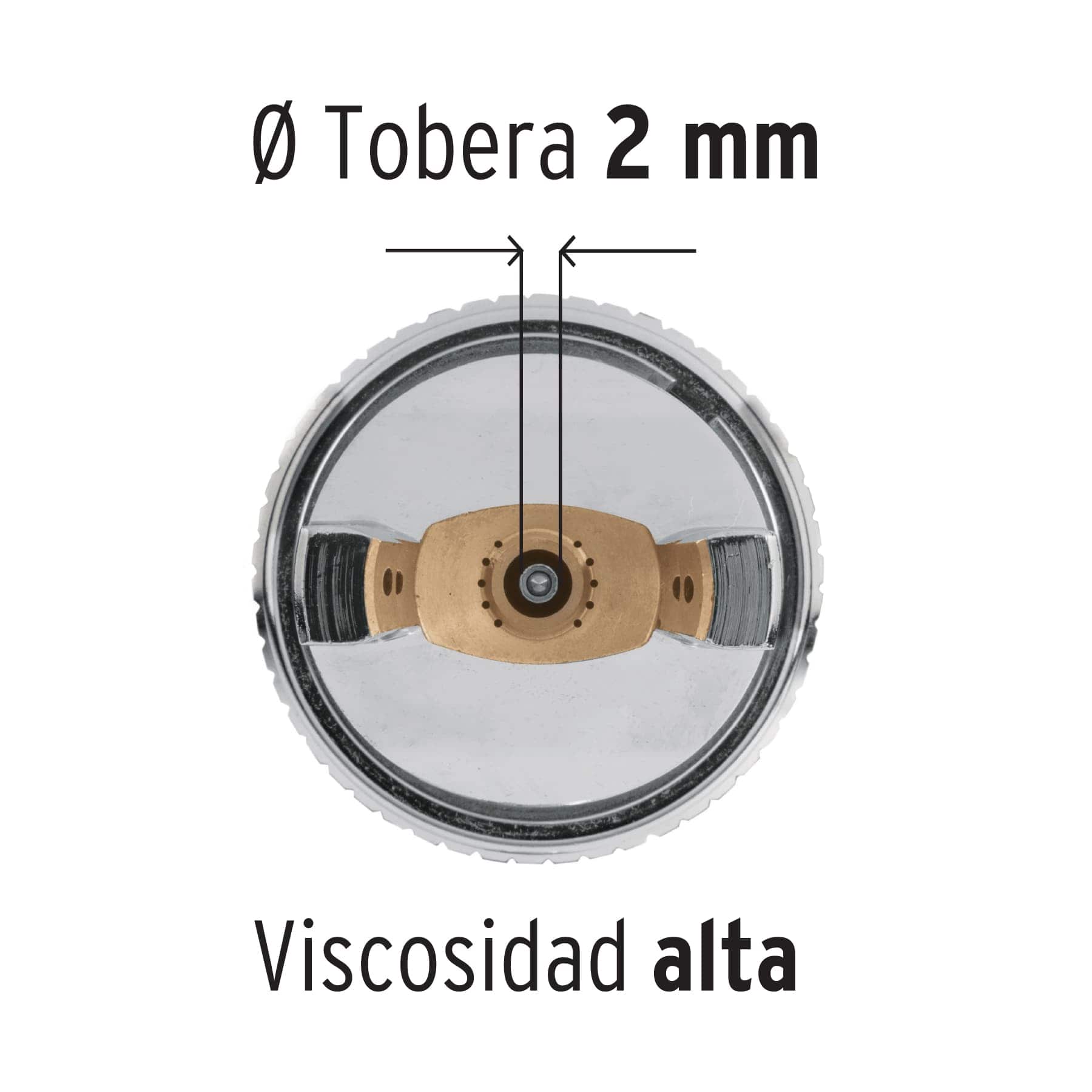 Pistola p/pintar gravedad HVLP vaso plástico, 2 mm, TRUPER