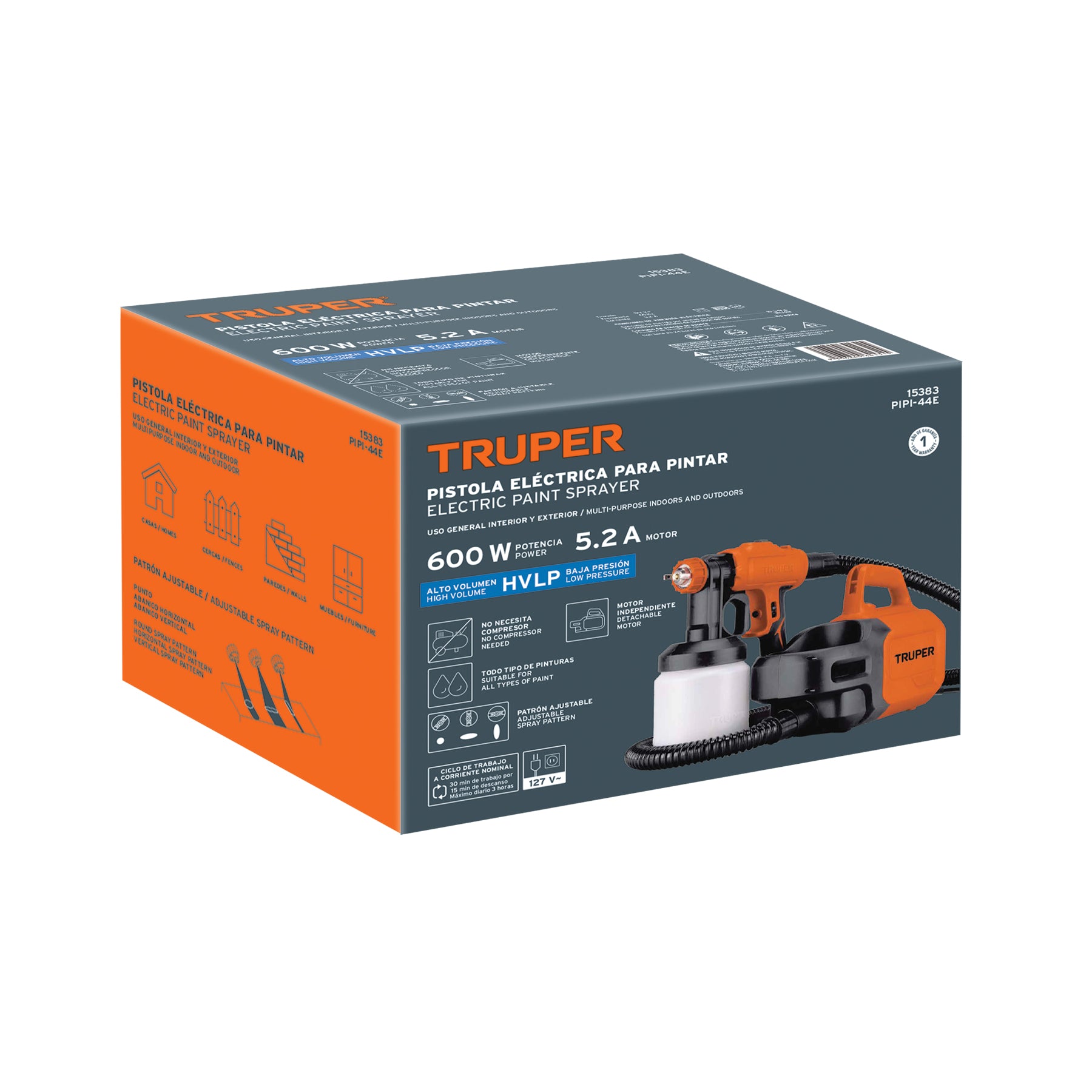 Pistola para pintar eléctrica de 600 W, TRUPER