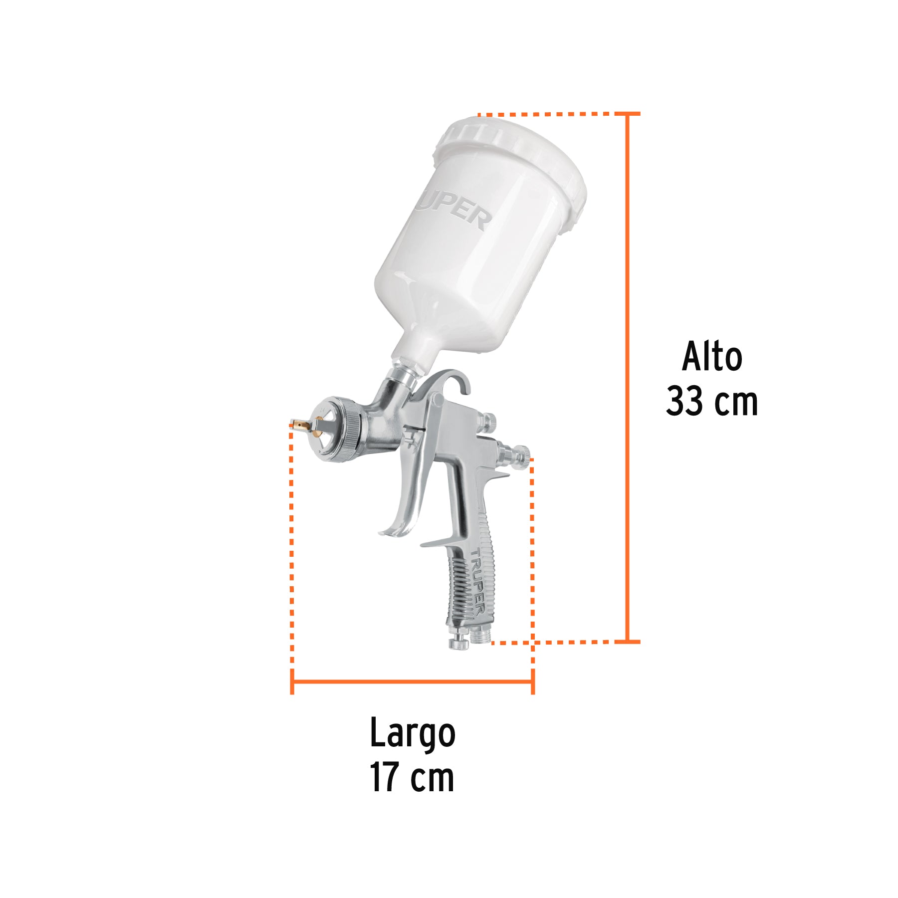 Pistola para pintar LVLP vaso plástico, 1.7 mm, TRUPER