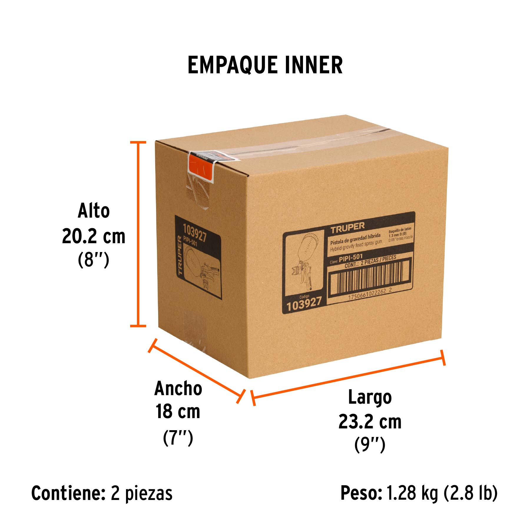 Pistola p/pintar Híbrida vaso plástico,1.3mm, TRUPER - Empaque