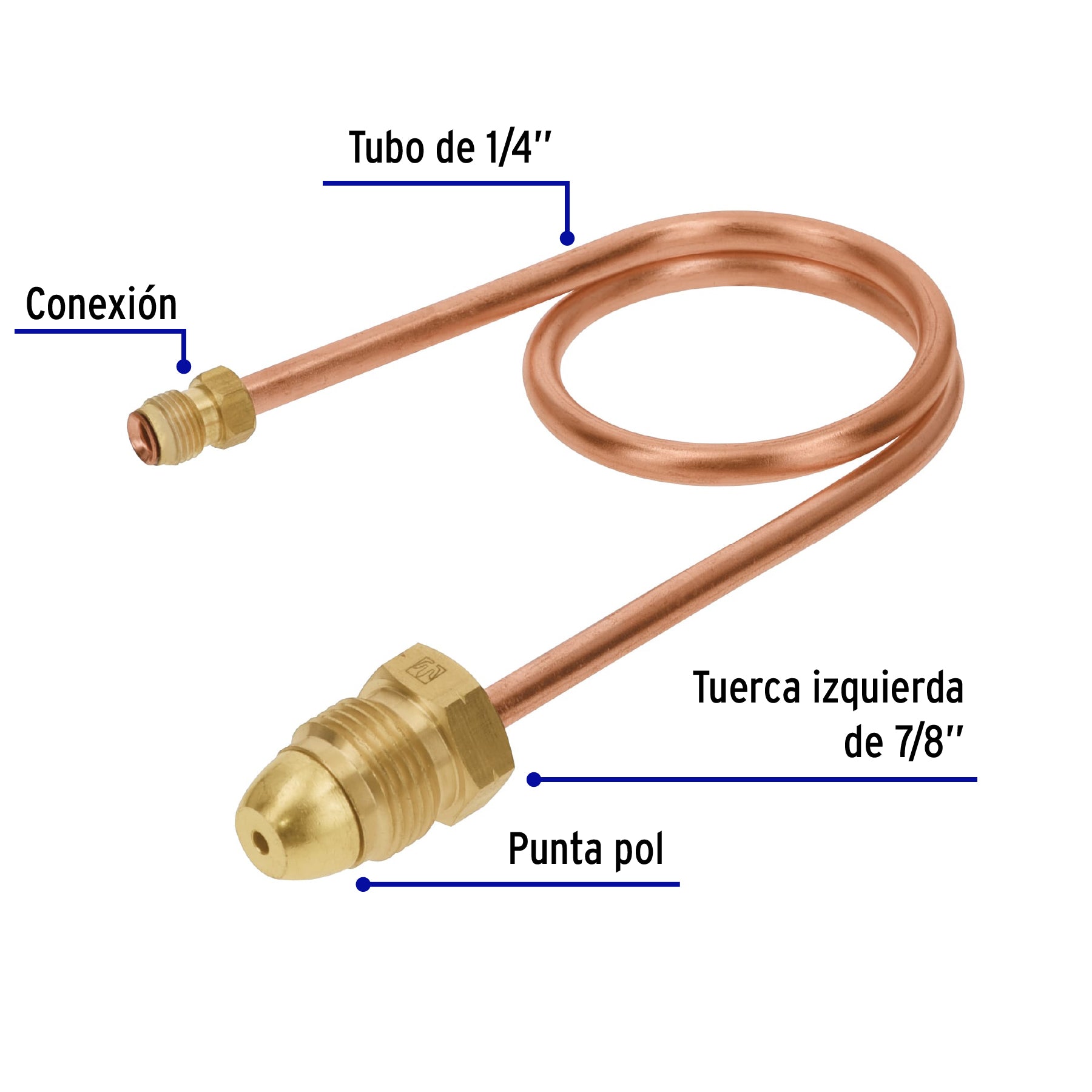 Pigtail con tuerca izquierda, punta pol, 50 cm, FOSET