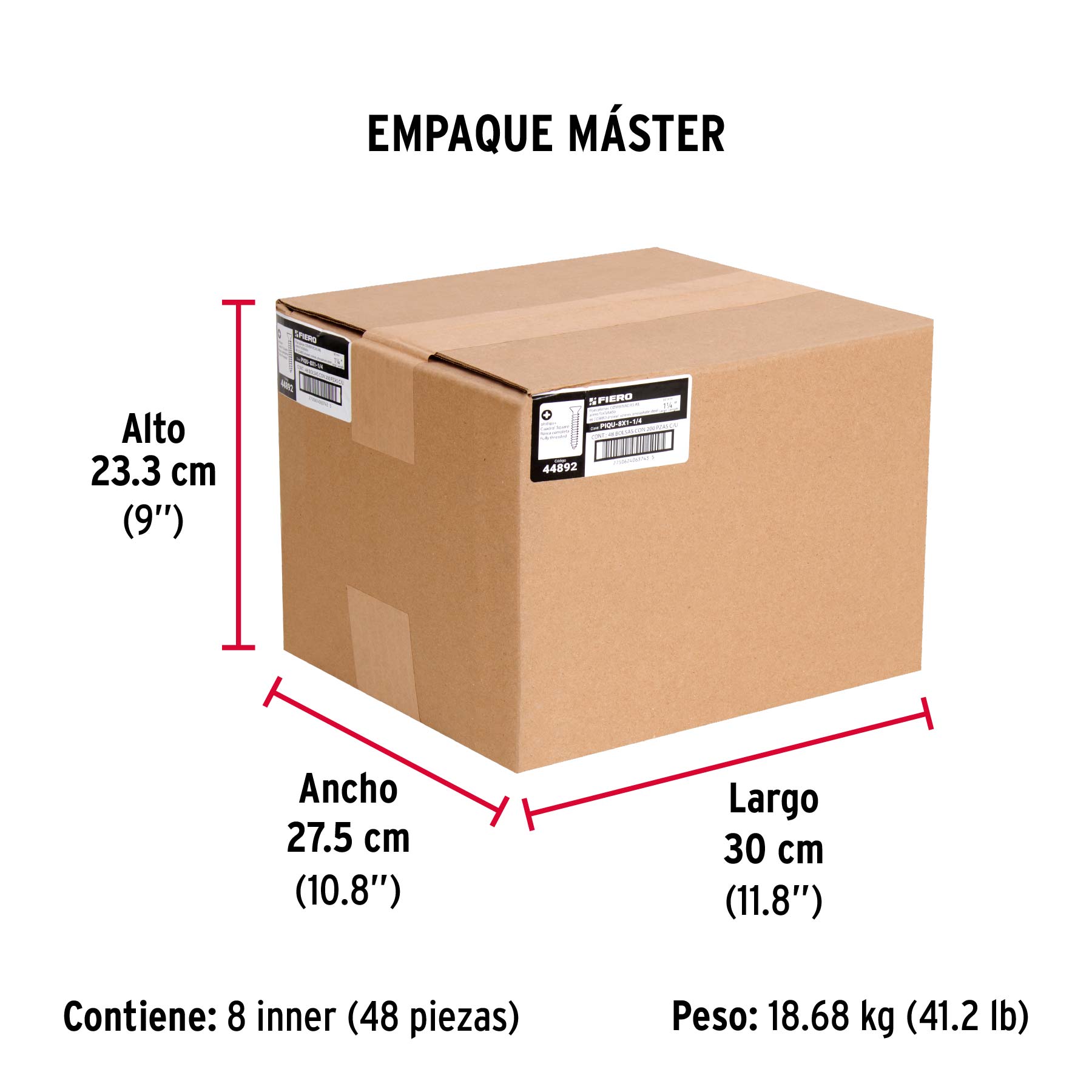 Bolsa con 200 pijas #8 x 1-1/4" combinadas (cuadro+Phillips) - Empaque