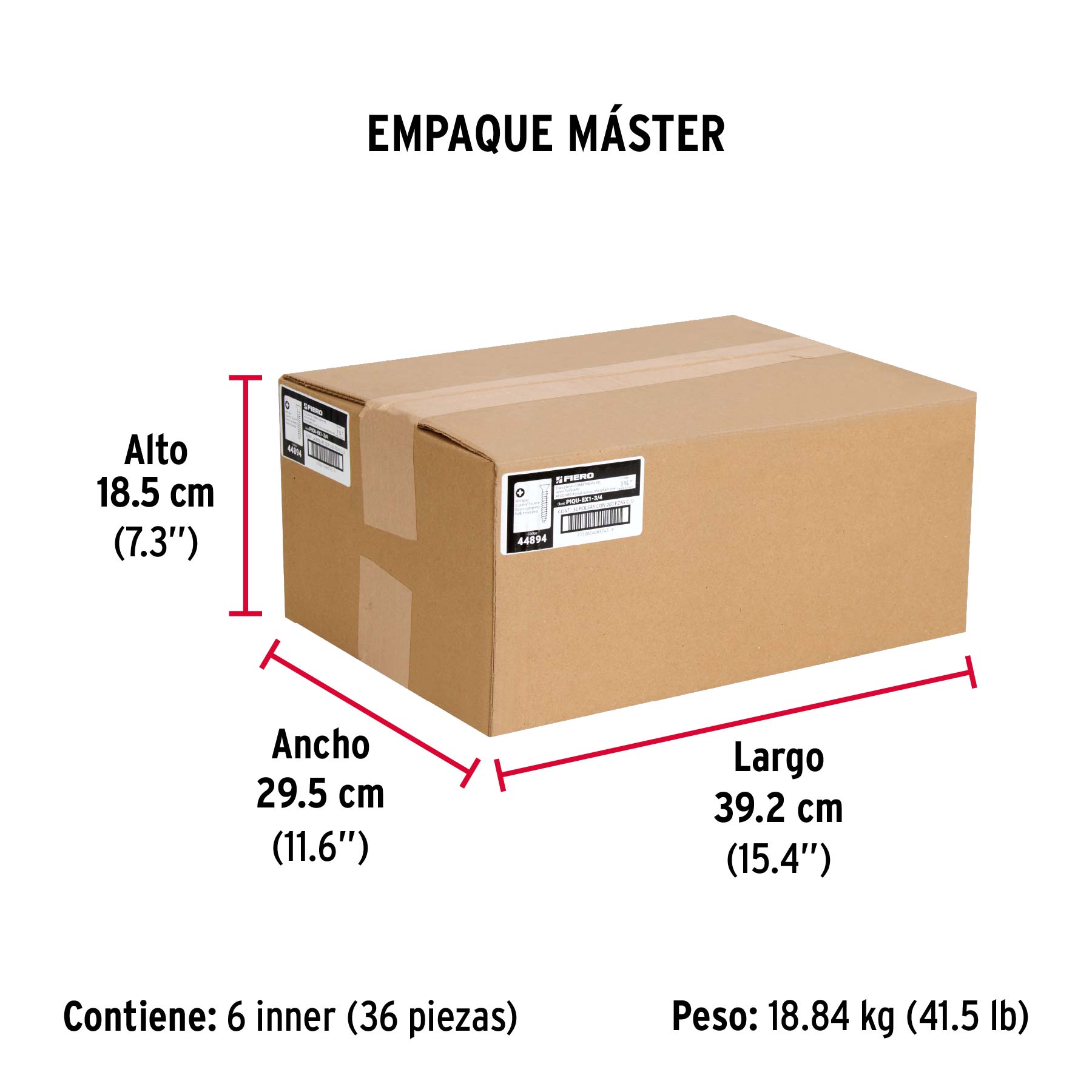 Bolsa con 200 pijas #8 x 1-3/4" combinadas (cuadro+Phillips) - Empaque