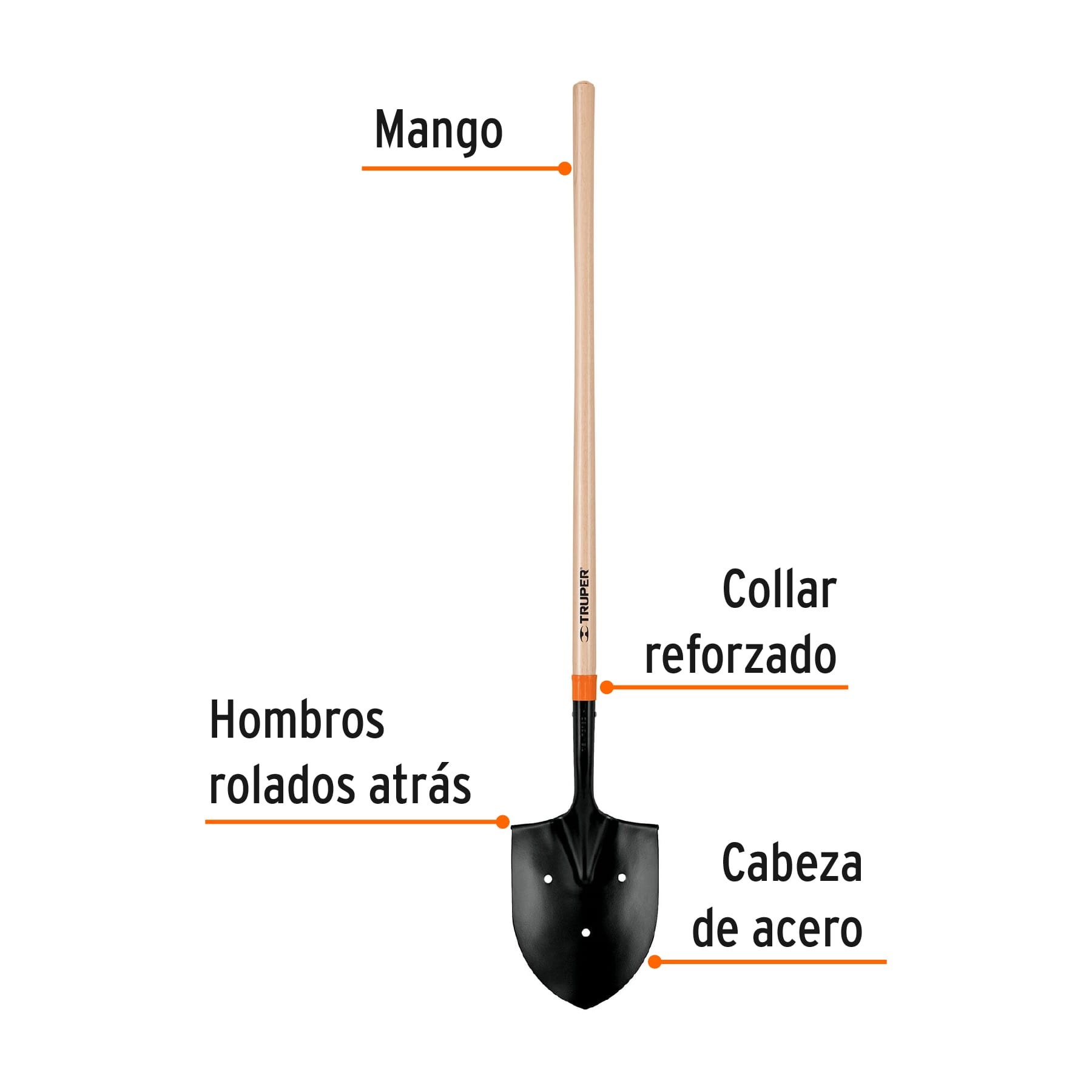 Pala irrigación T-2000 3 perforaciones mango largo 45"