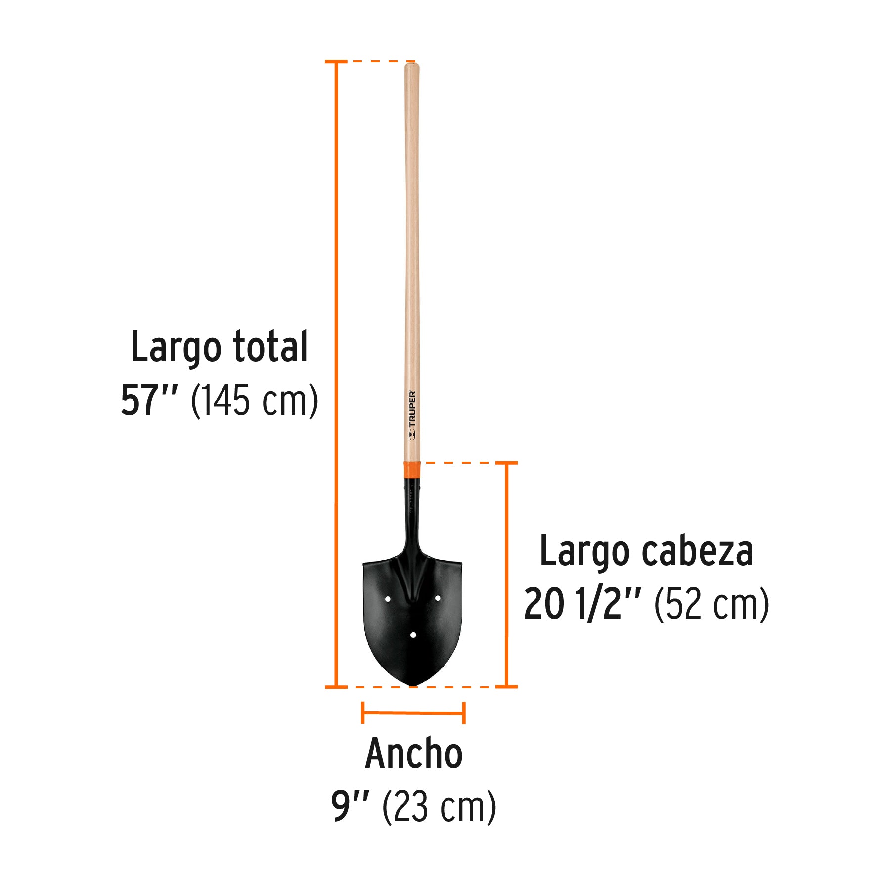 Pala irrigación T-2000 3 perforaciones mango largo 45"